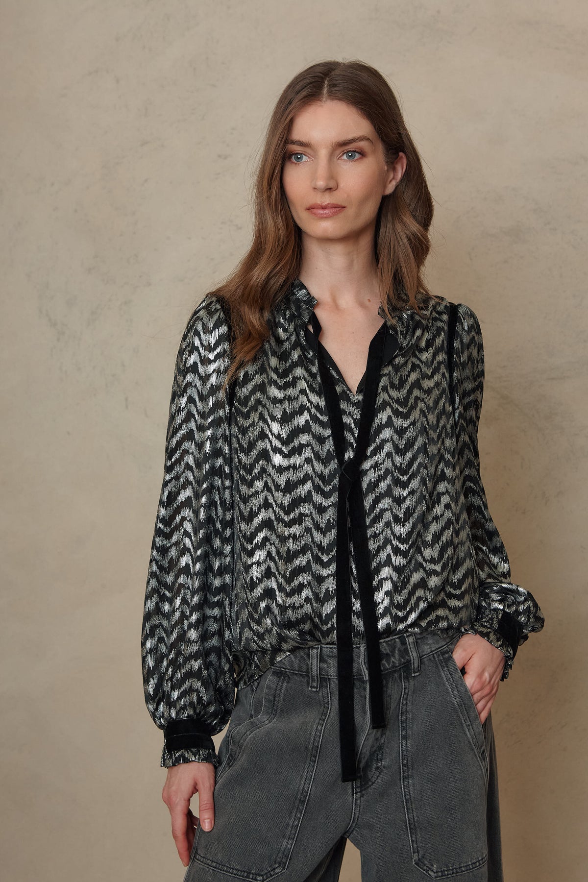 Jules Striped Blouse - Silver/Black