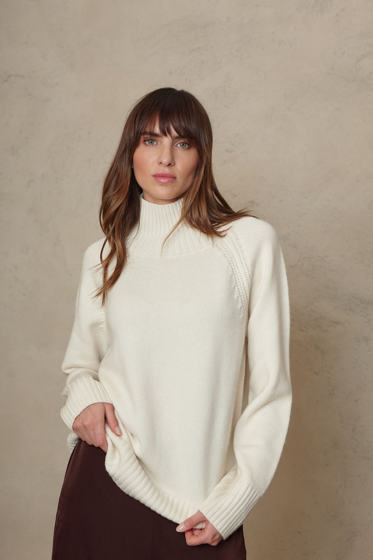 Bea funnel neck jumper in ecru