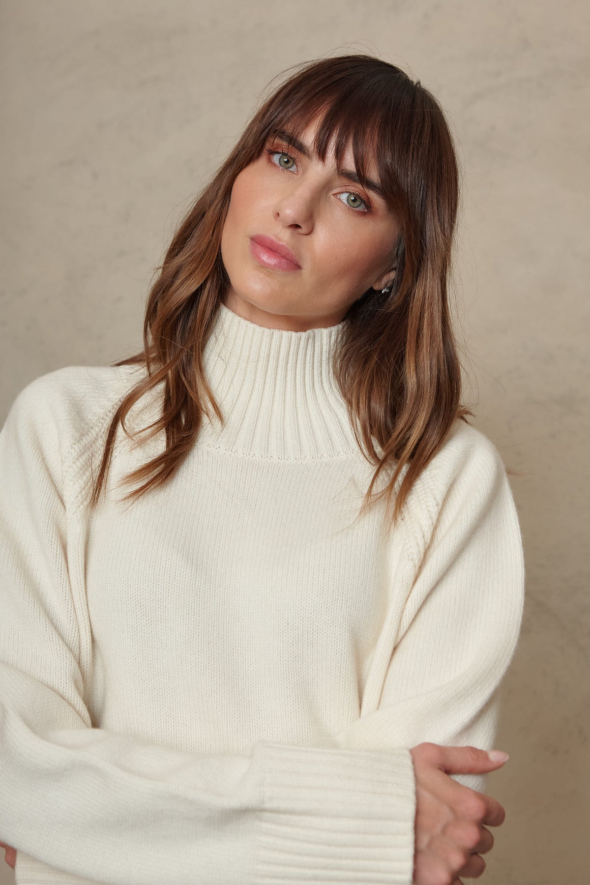 Bea funnel neck jumper in ecru