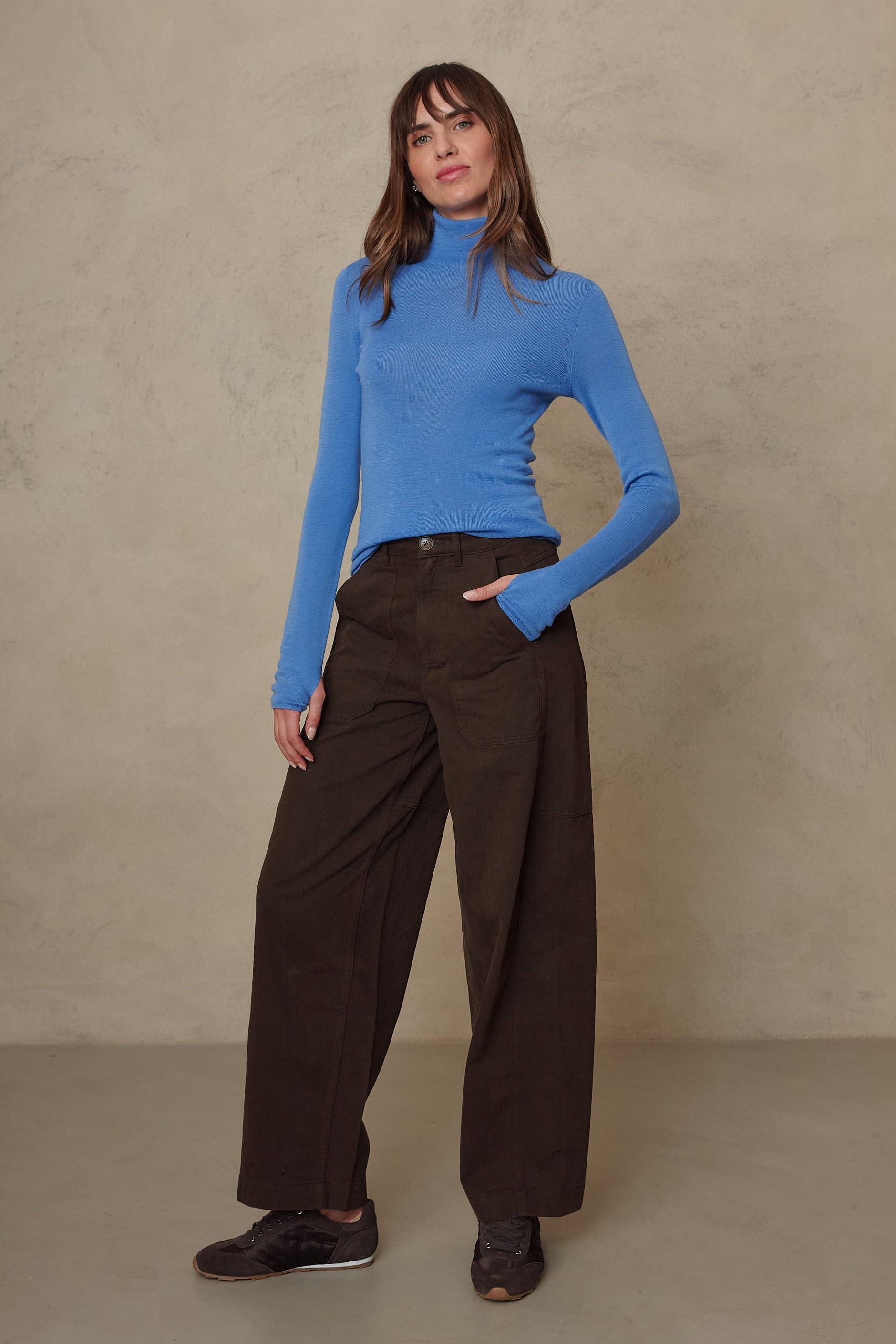 Billie Barrel Leg Trousers - Chocolate