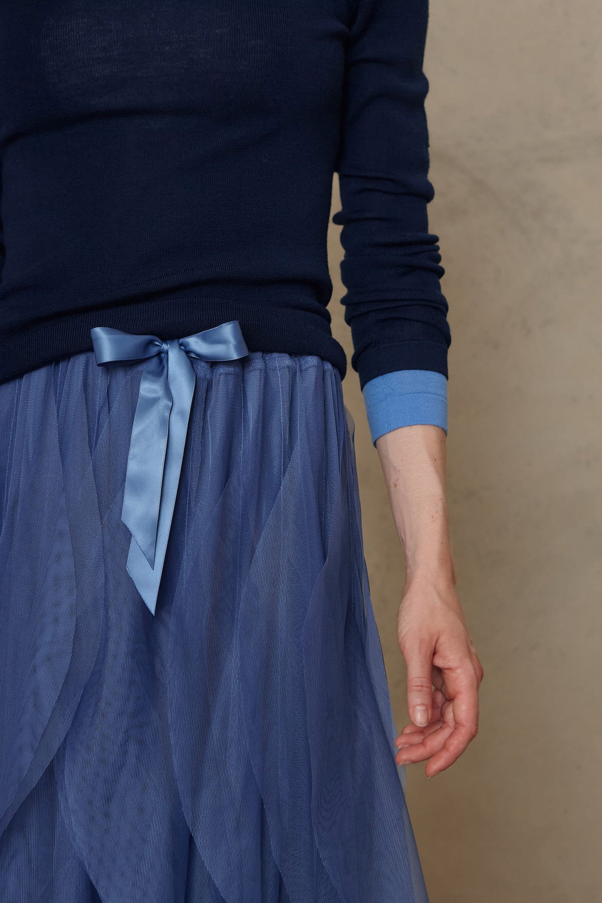 Iris tulle maxi skirt in lapis blue