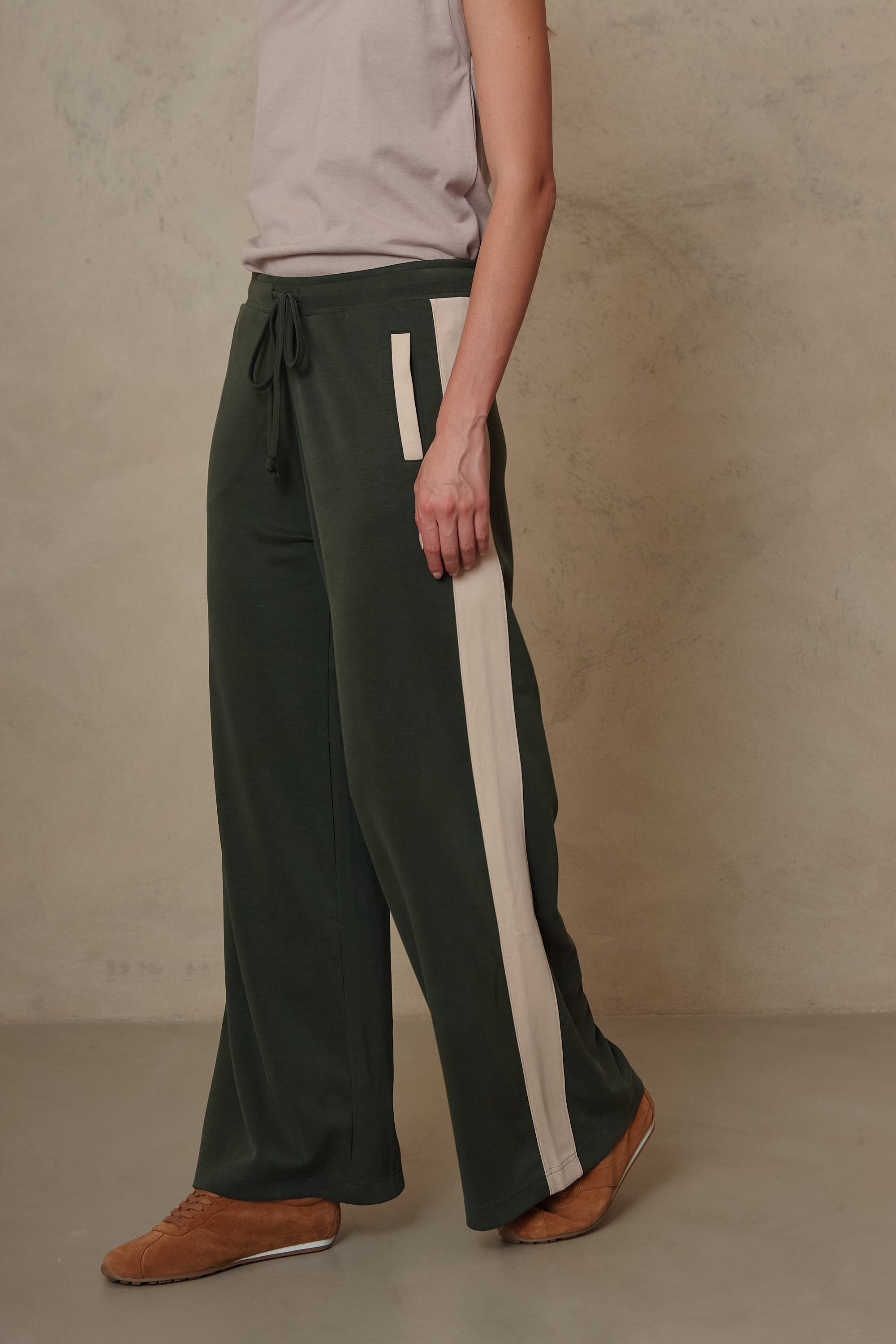 Elsie Modal Wide Leg Joggers - Olive