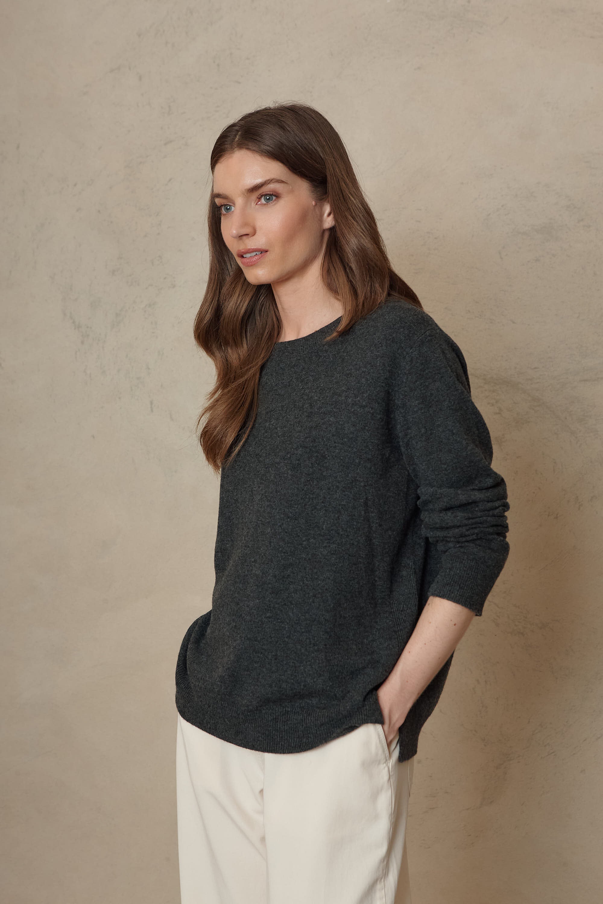 Alex Cashmere Blend Jumper - Charcoal