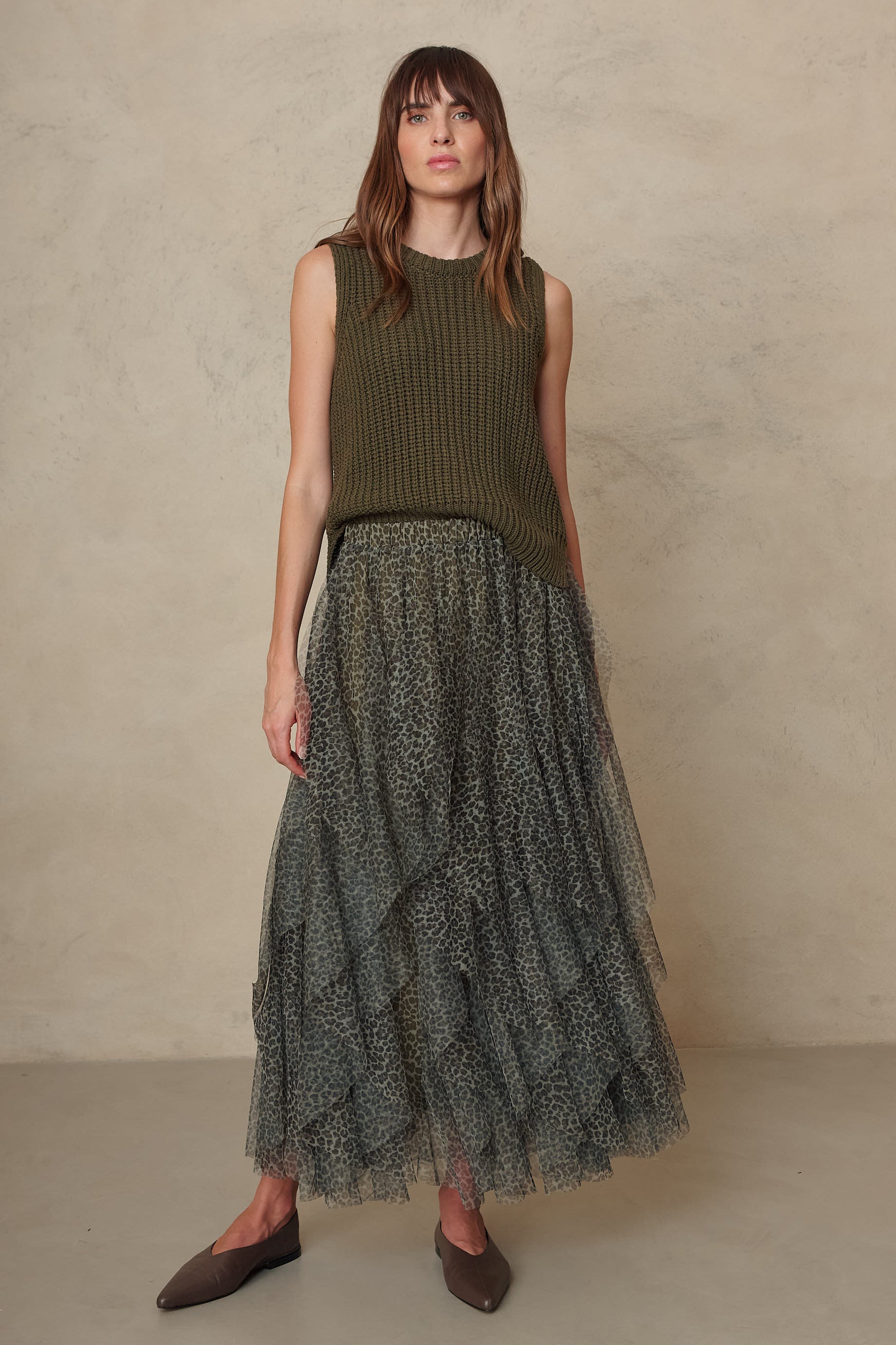 Rebecca ribbed tank top in olive