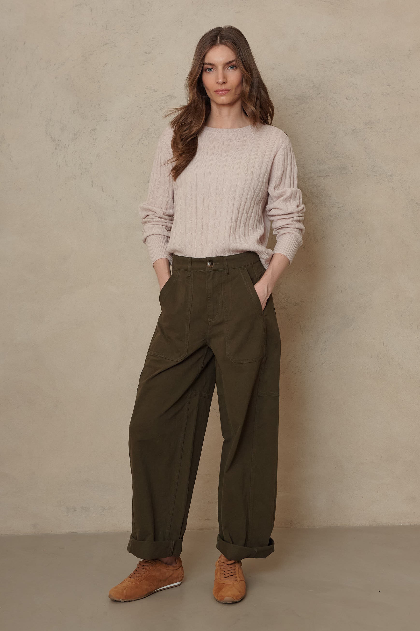 Billie Barrel Leg Trousers - Olive