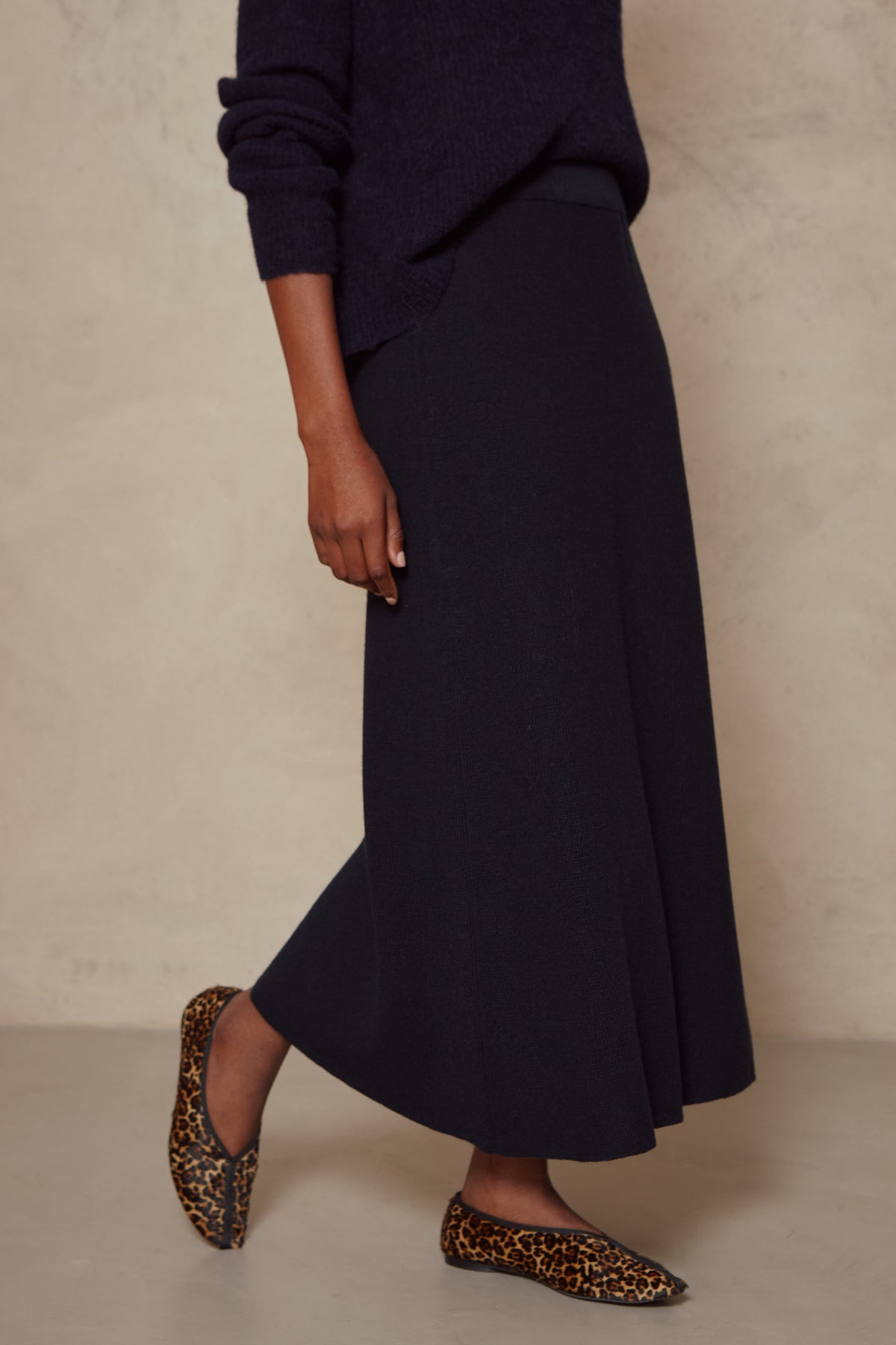 Mel Merino Blend Rib Skirt - Navy