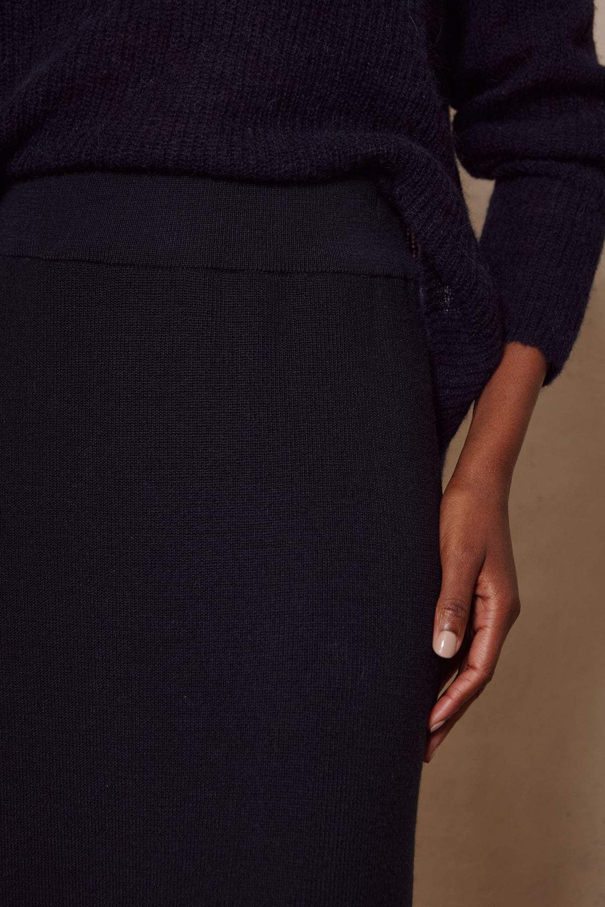 Mel Merino Blend Rib Skirt - Navy
