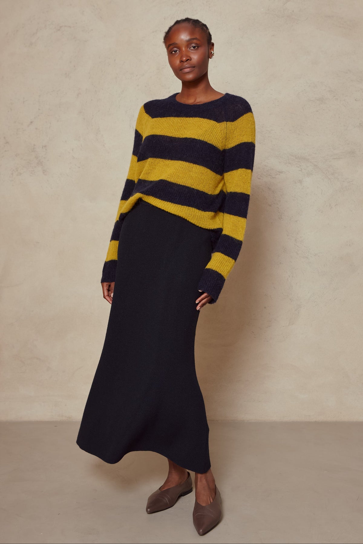 Mel Merino Blend Rib Skirt - Navy