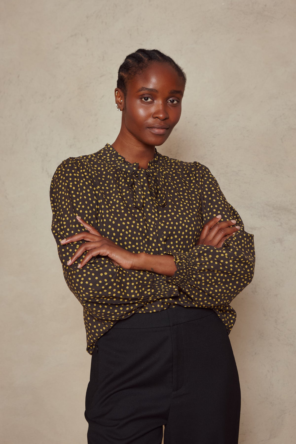 Jules Spot Blouse - Navy/Ochre