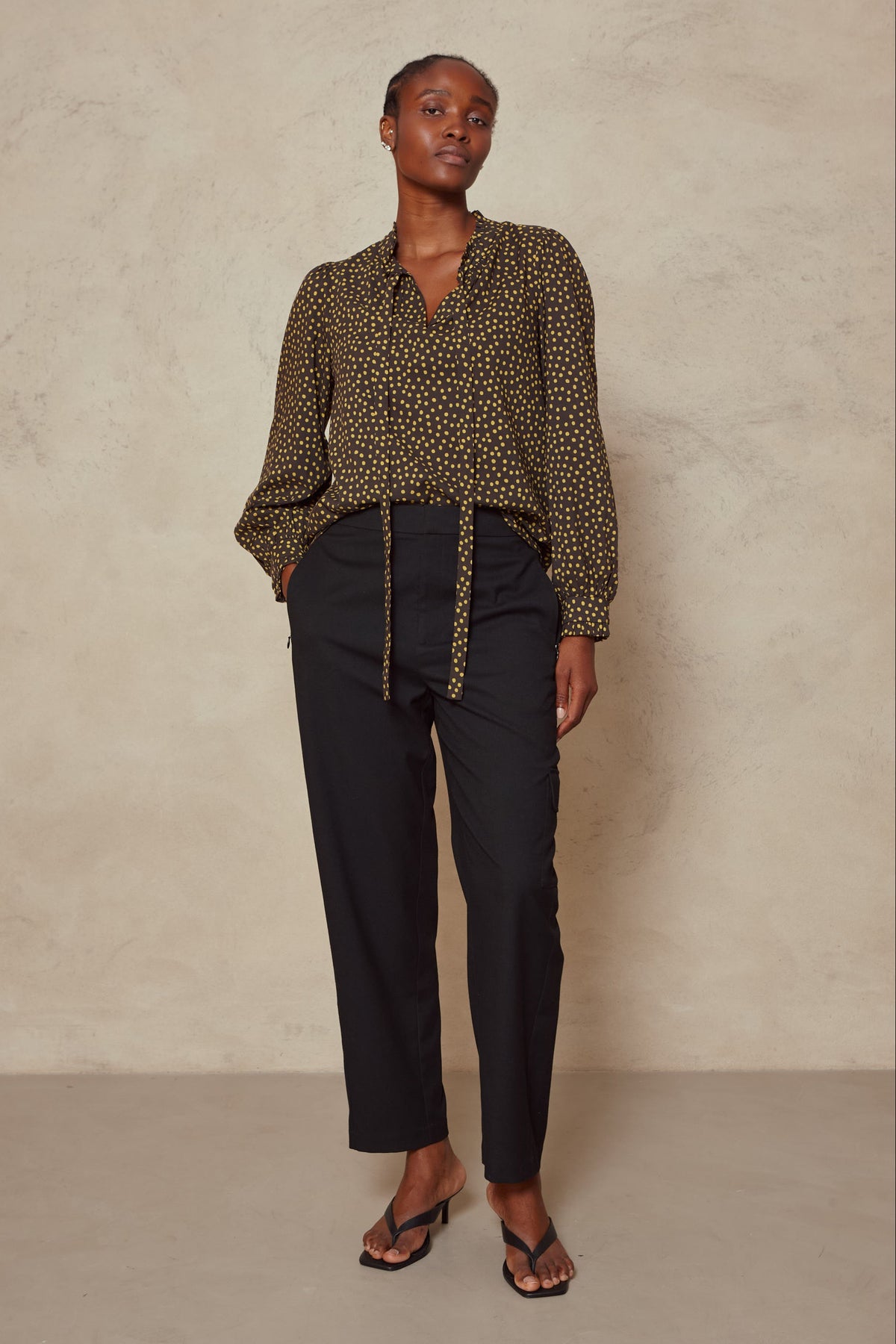 Jules Spot Blouse - Navy/Ochre
