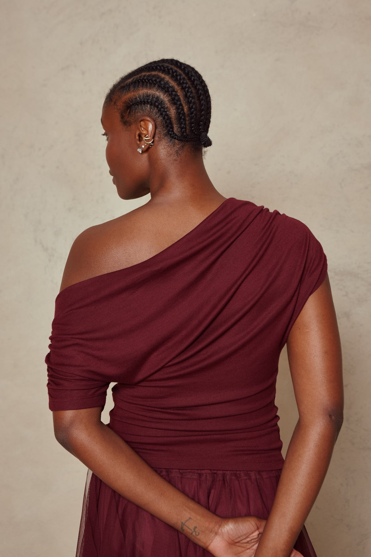 Esme Off Shoulder Top - Burgundy