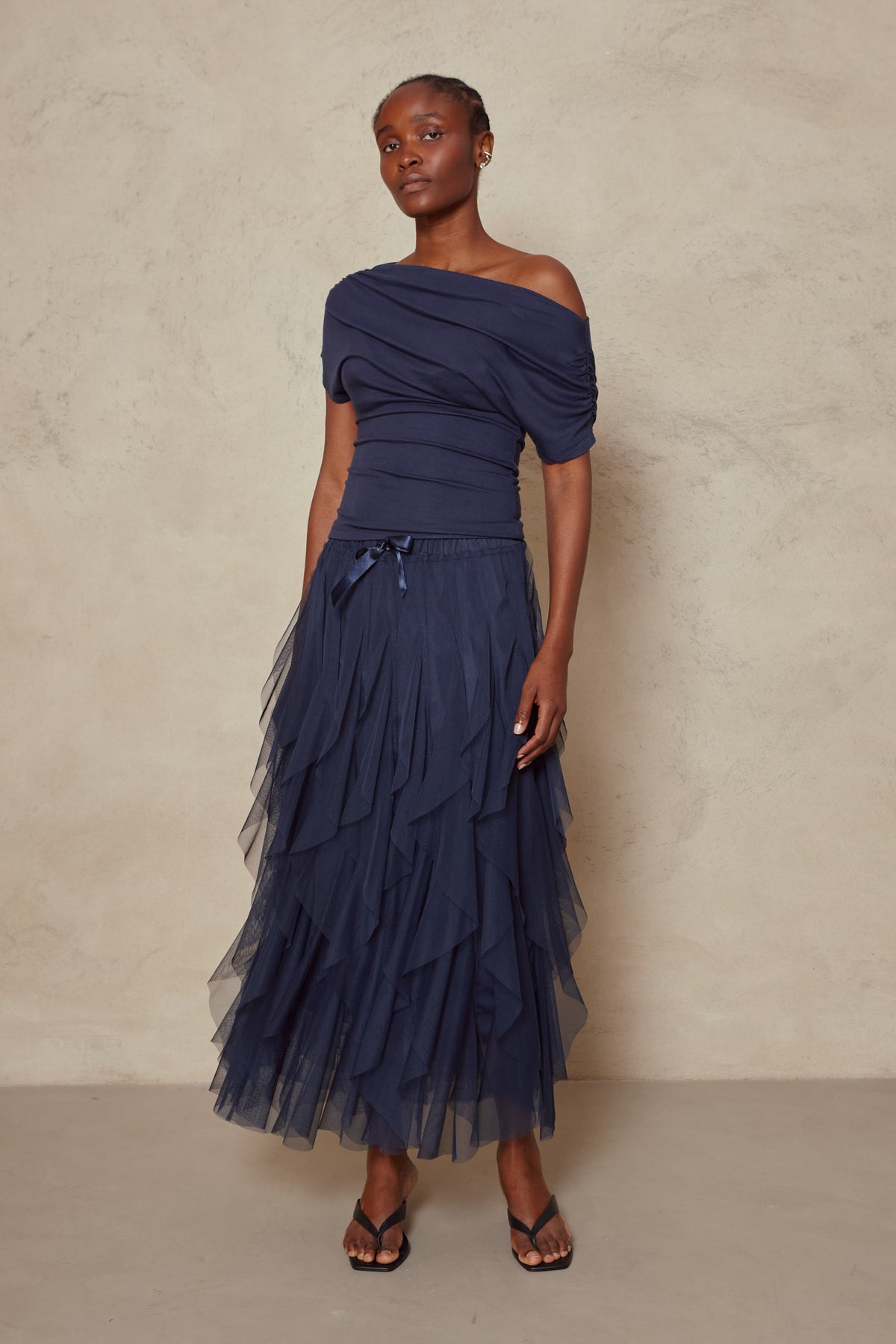 Iris Tulle Maxi Skirt - Navy