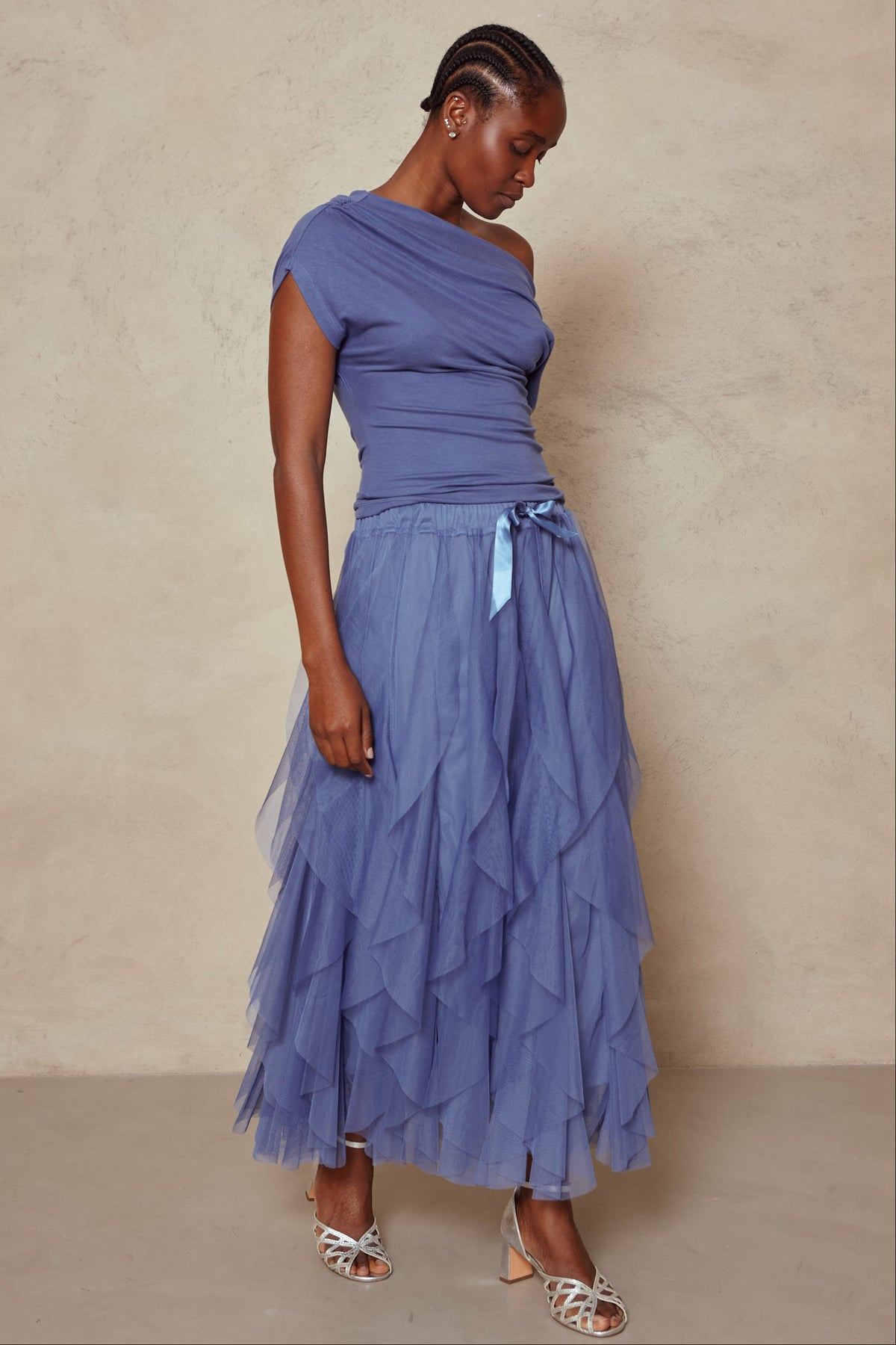 Esme Off Shoulder Top - Blue