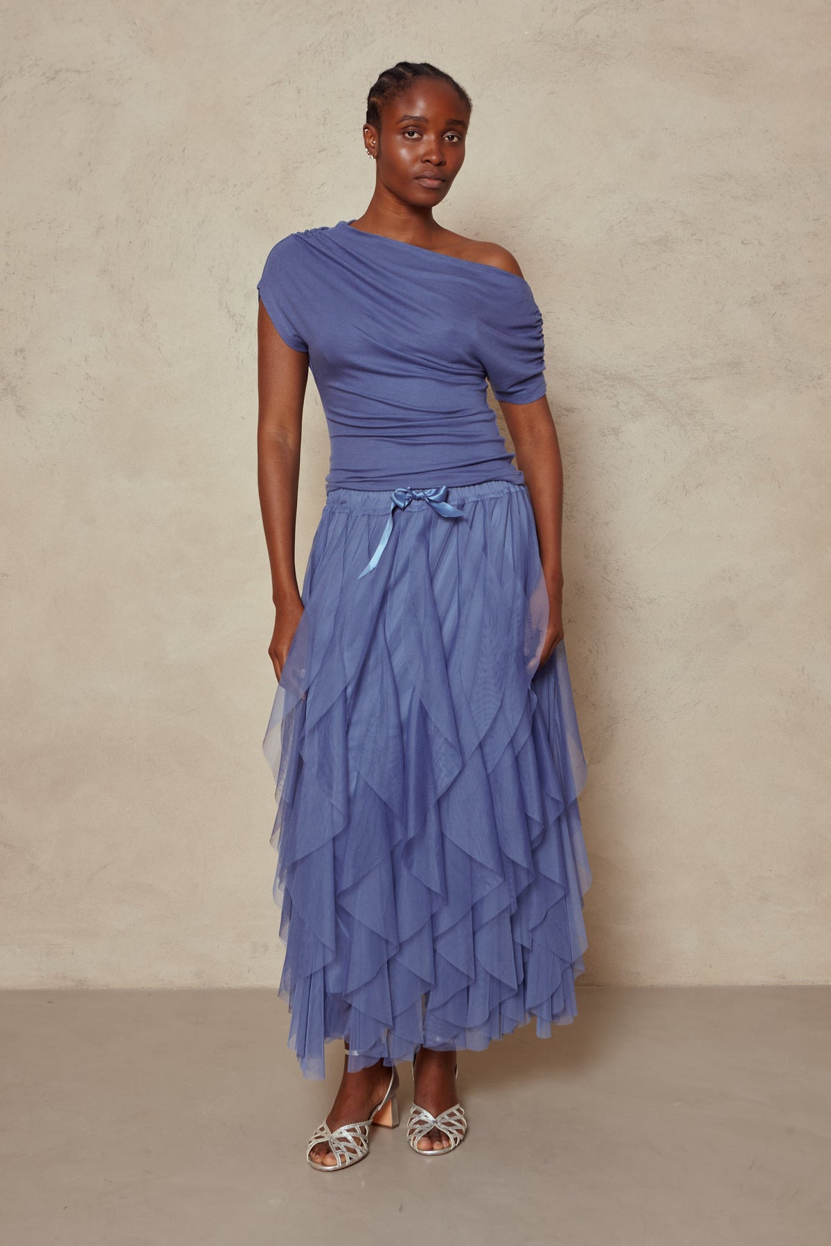 Esme Off Shoulder Top - Blue