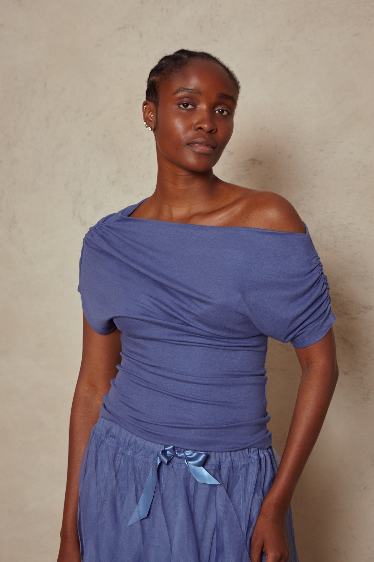 Esme Off Shoulder Top - Blue