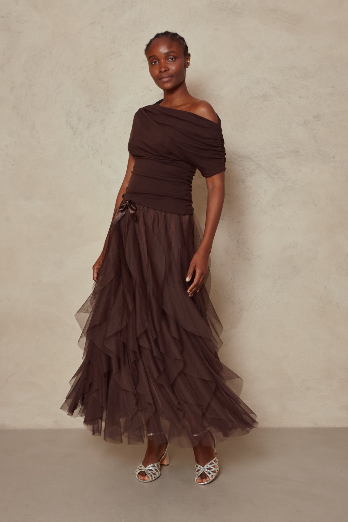 Iris Tulle Maxi Skirt - Chocolate