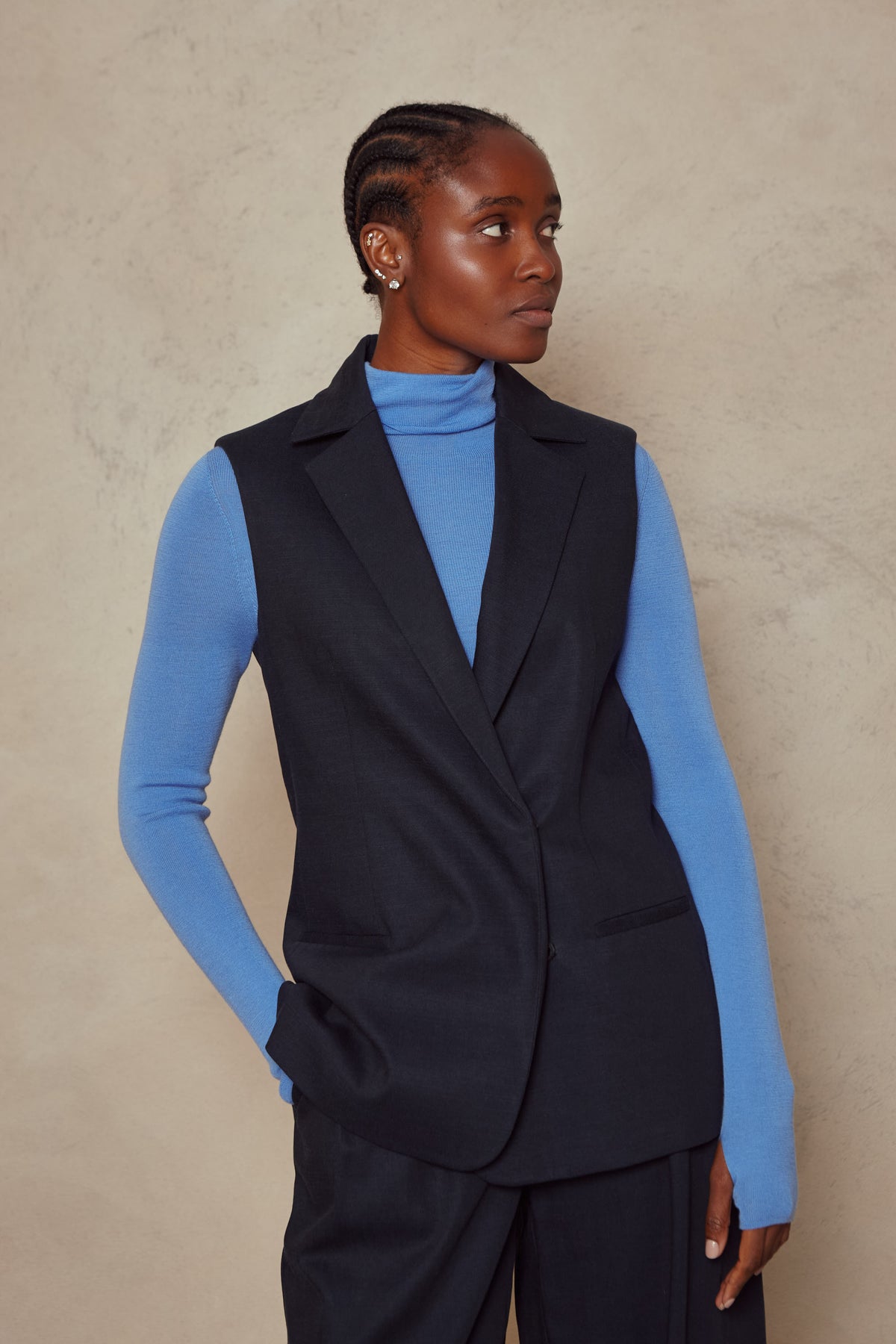 Ava Waistcoat - Navy