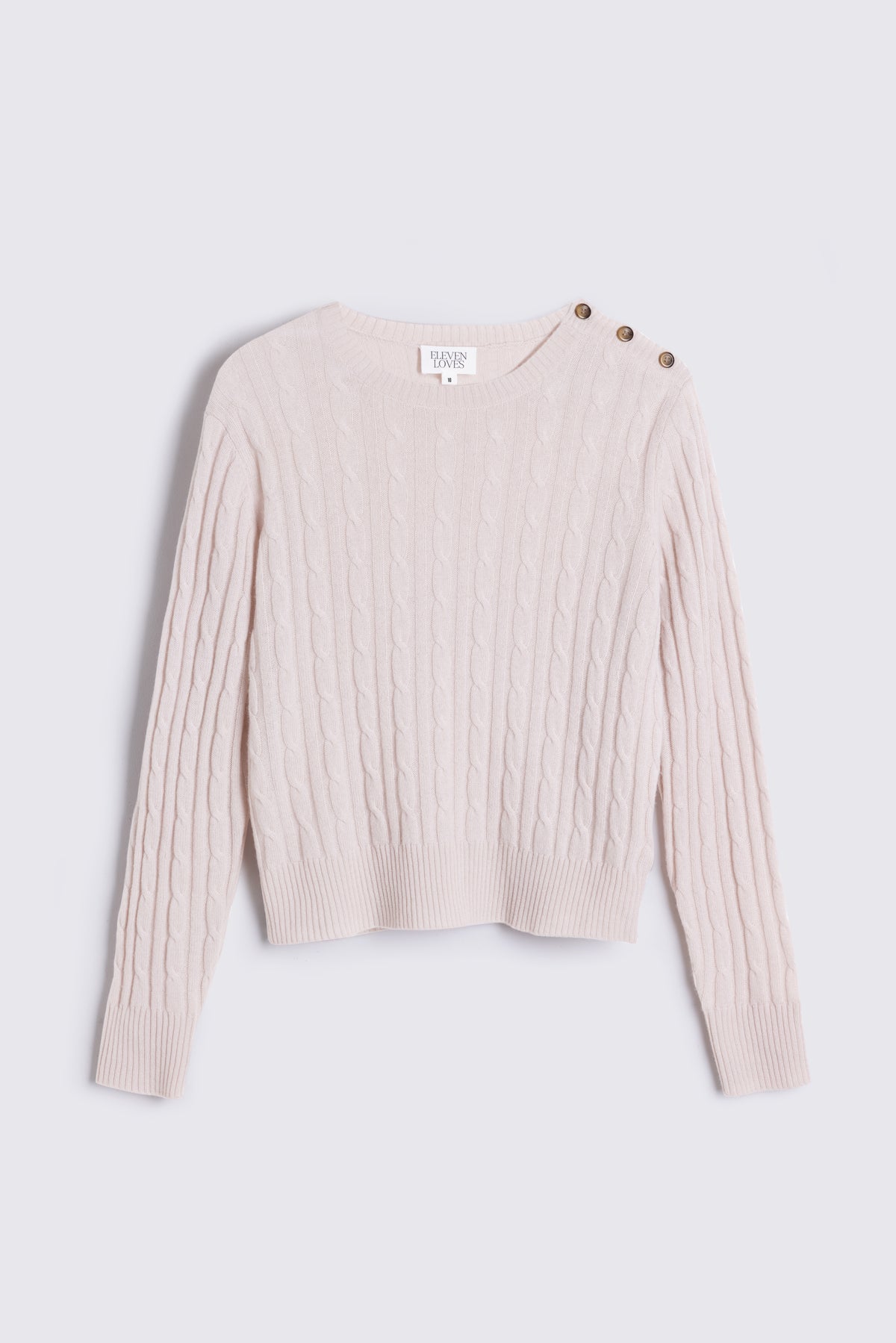 Cory cable knit jumper in soft stone, shown flat