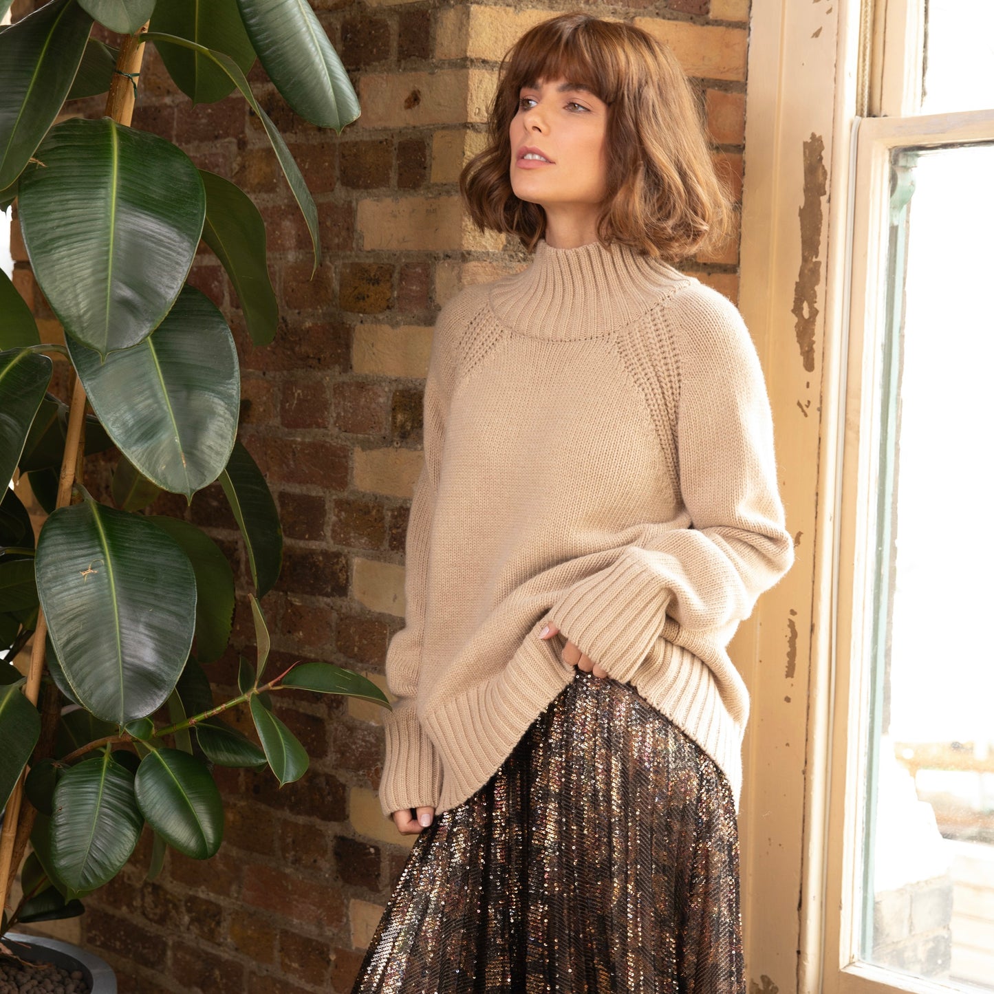 eleven loves elevenloves 11loves ellenloves chunky knit camel beige taupe tan jumper