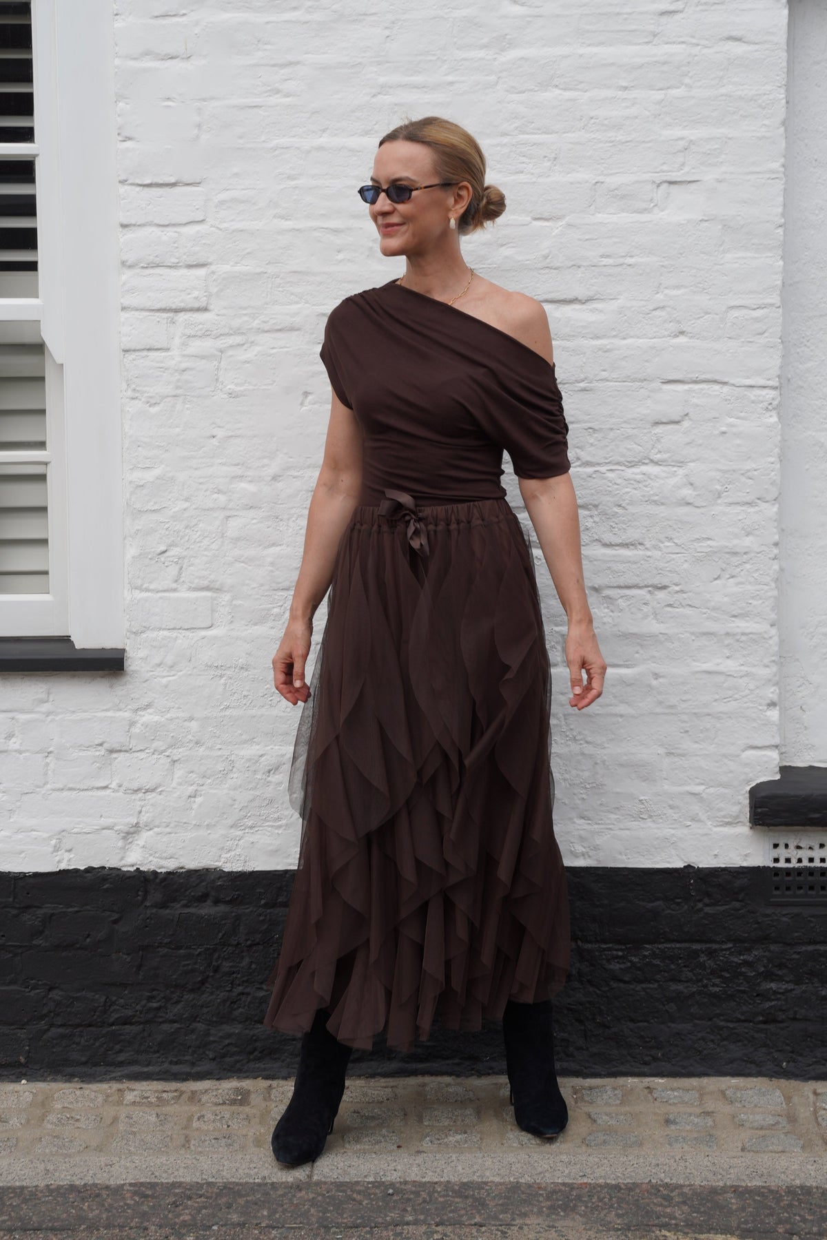 Iris Tulle Maxi Skirt - Chocolate