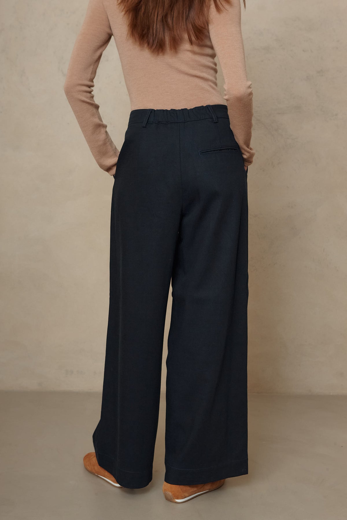 Aida Wide Leg Trousers - Navy