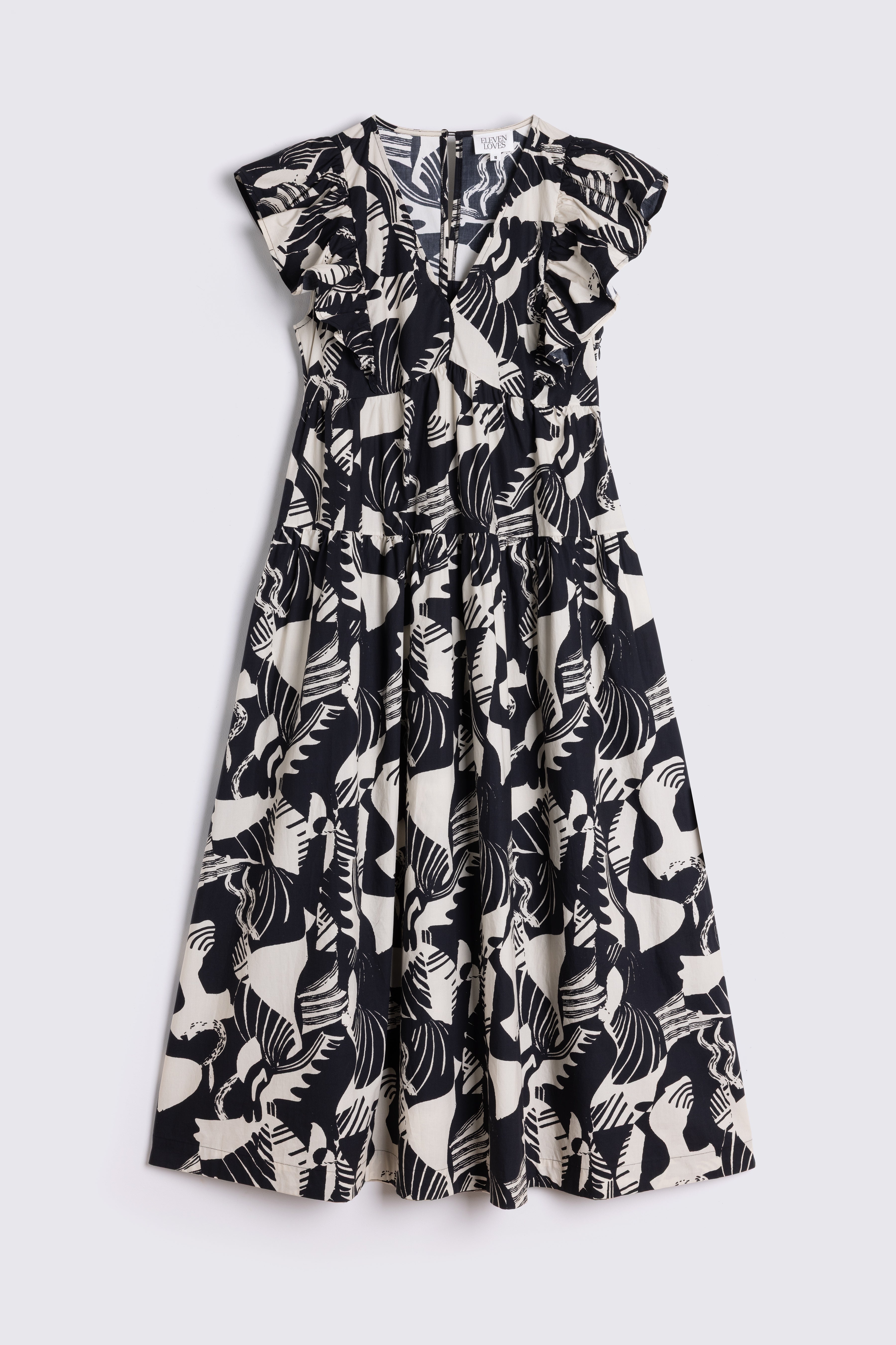 Black and white patterned dress on a white background