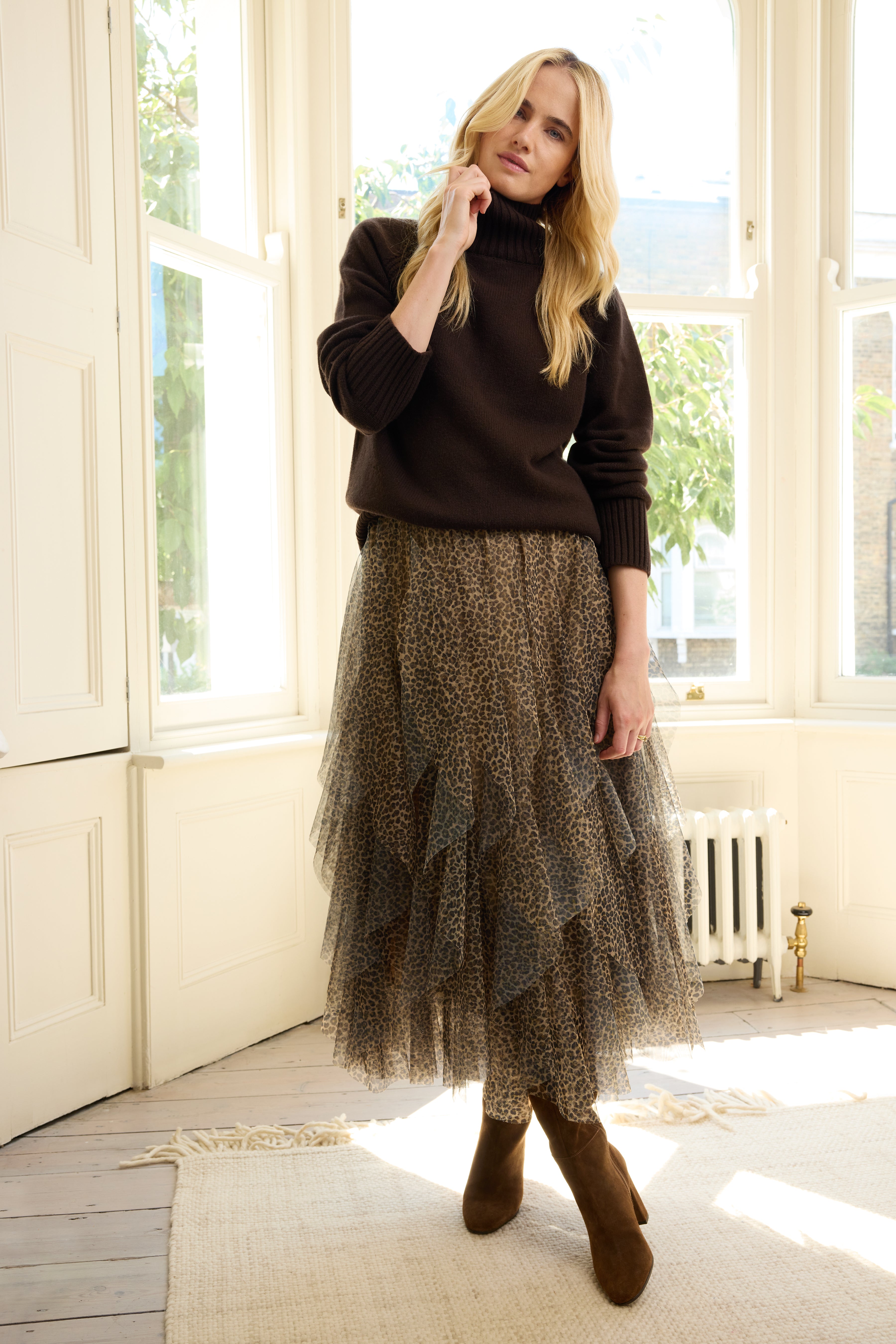 Iris Tulle Maxi Skirt - Leopard