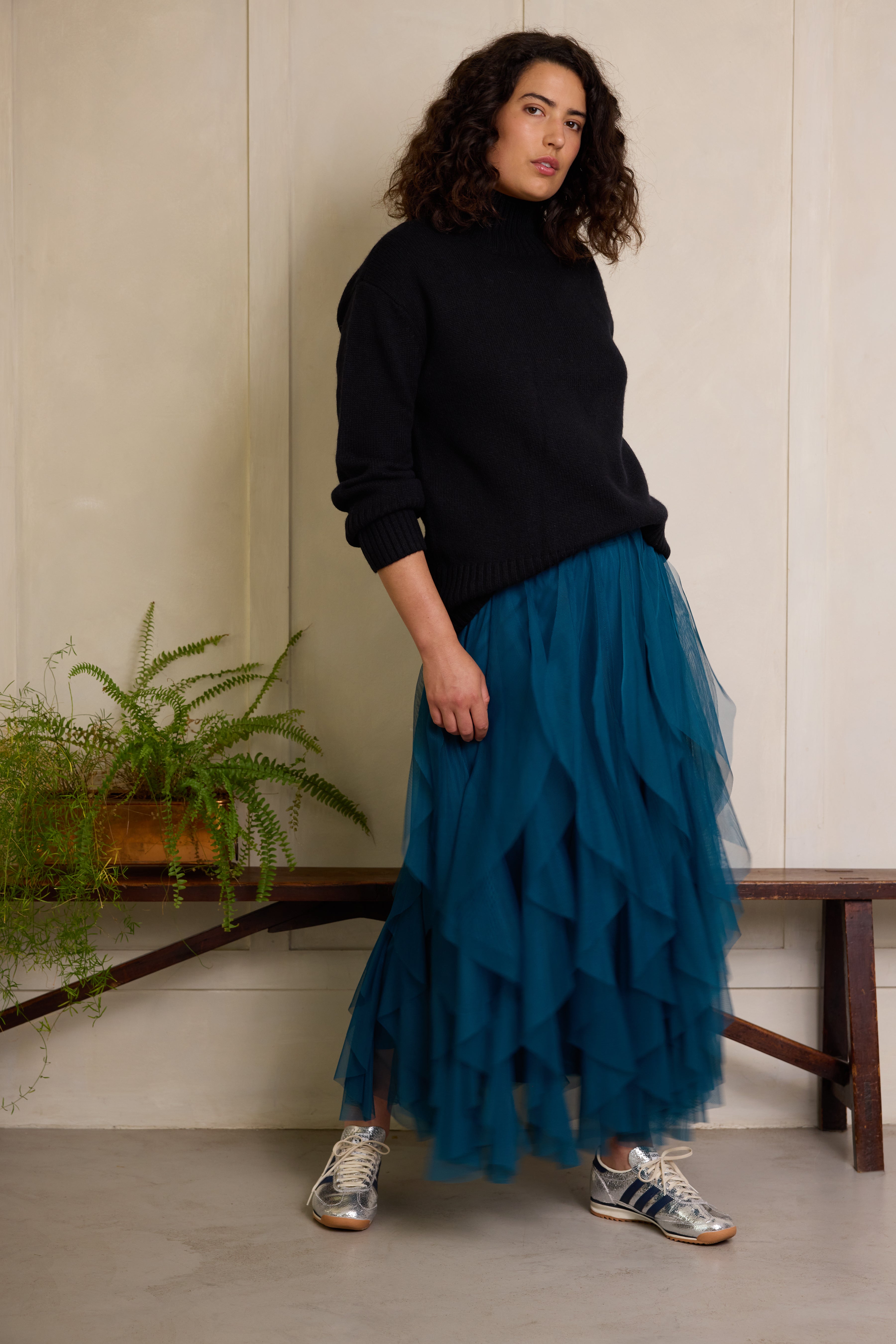 Iris Tulle Maxi Skirt - Teal