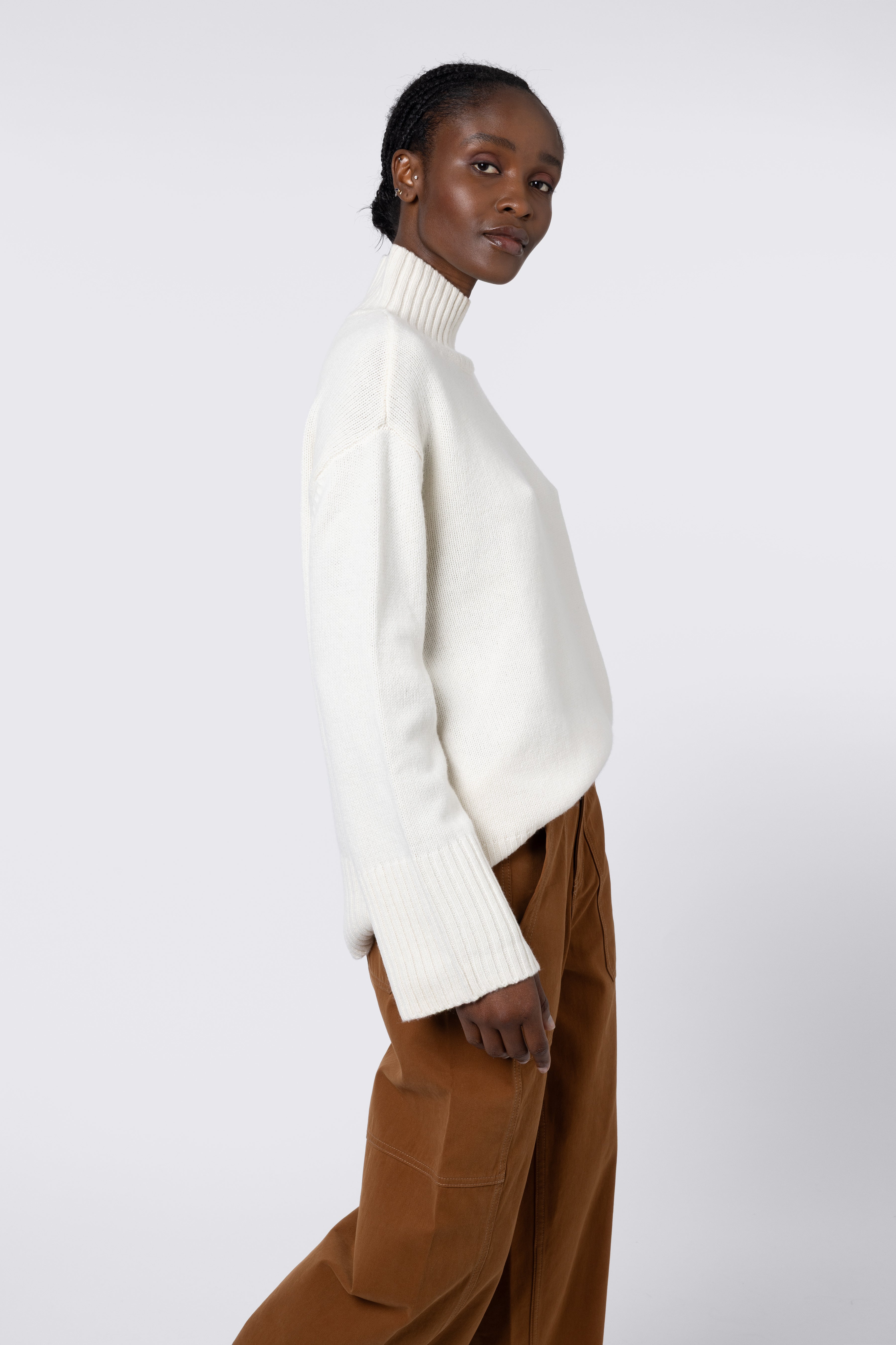 Belle Funnel Neck Jumper - Ivory