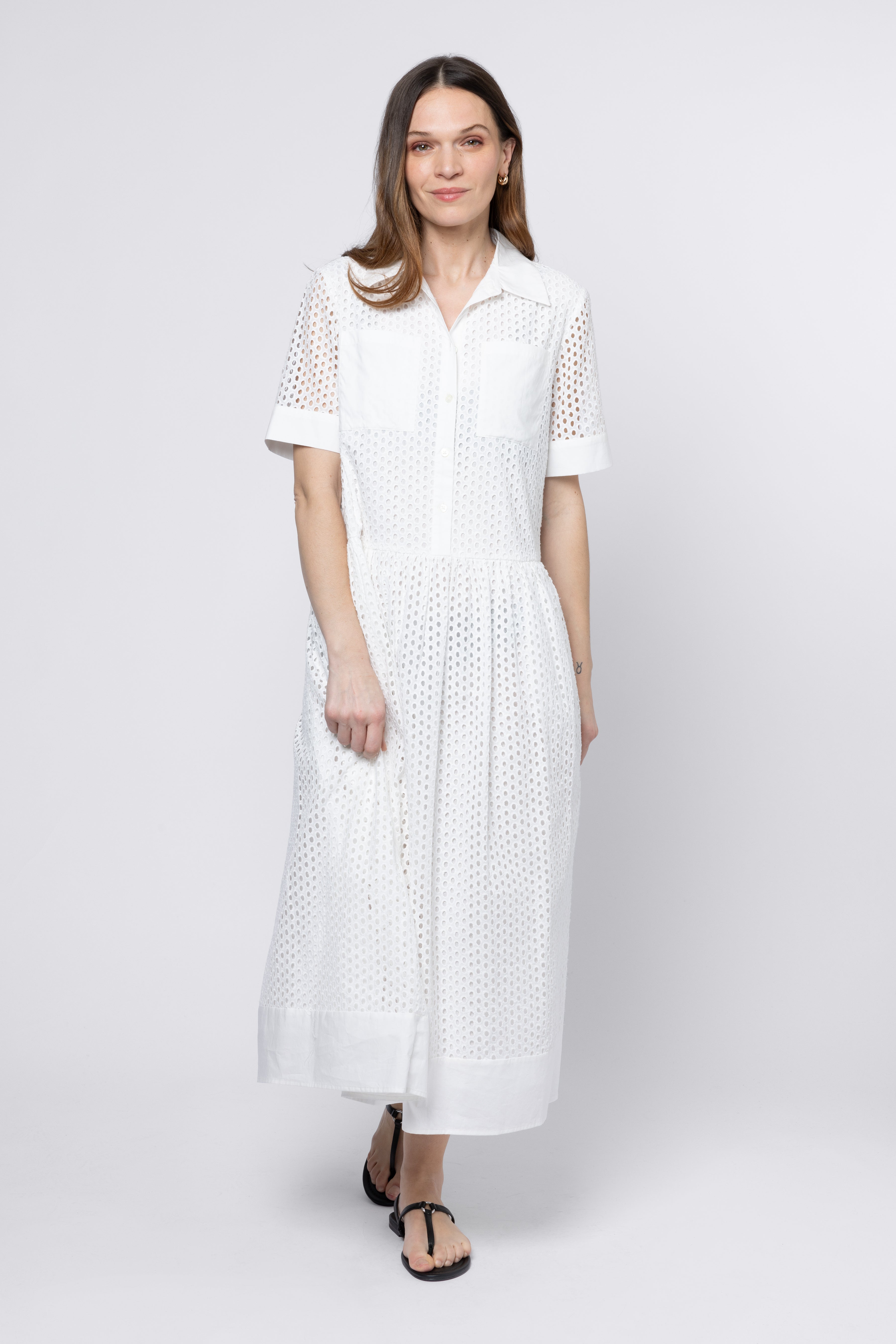 Brook Broderie Dress - White - Eleven Loves