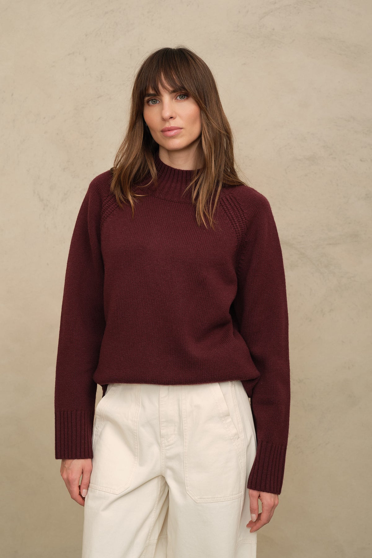 Bea funnel neck jumper in burgundy