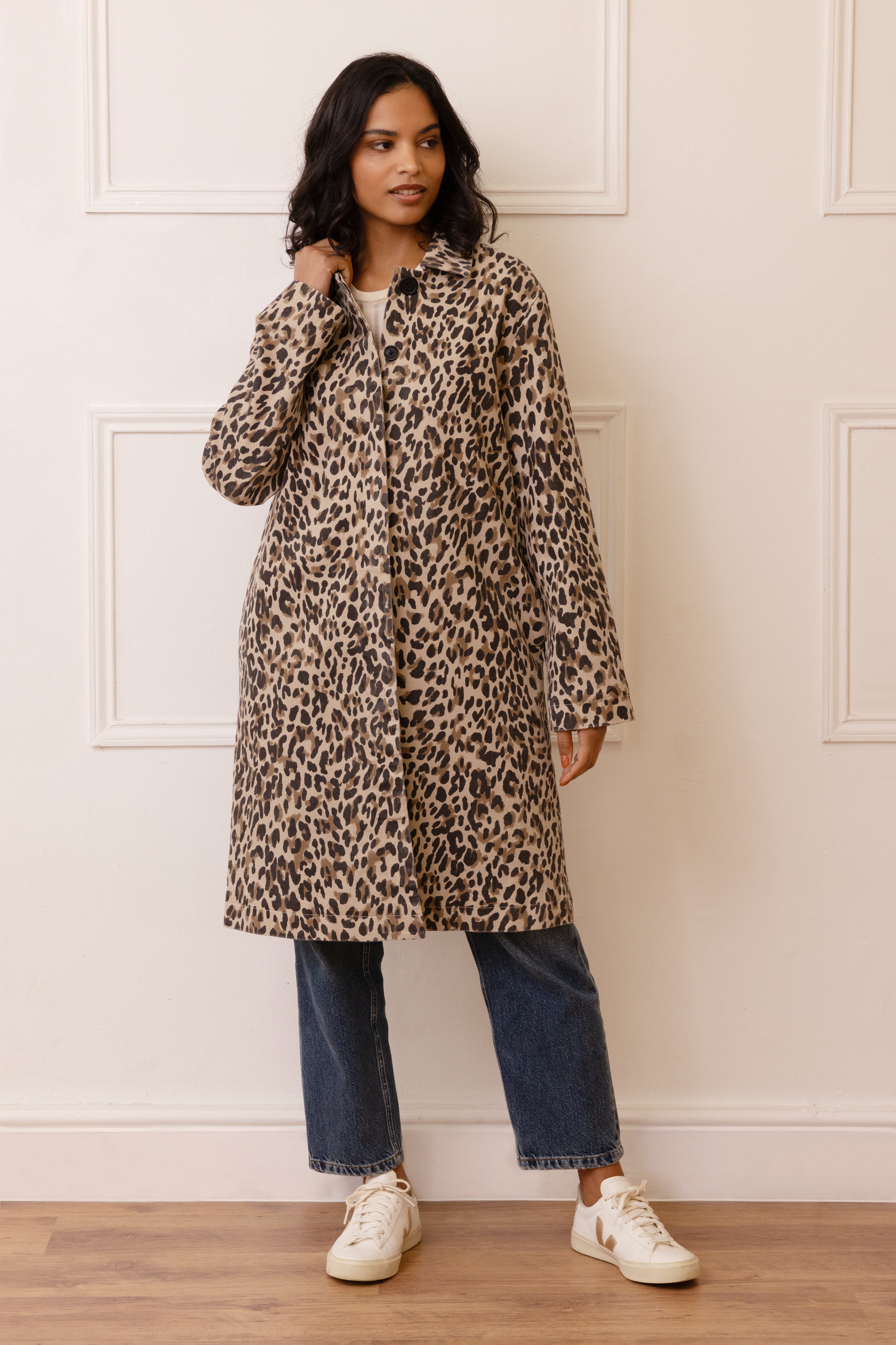 Laurie Leopard Duster Coat - Biscuit - Eleven Loves