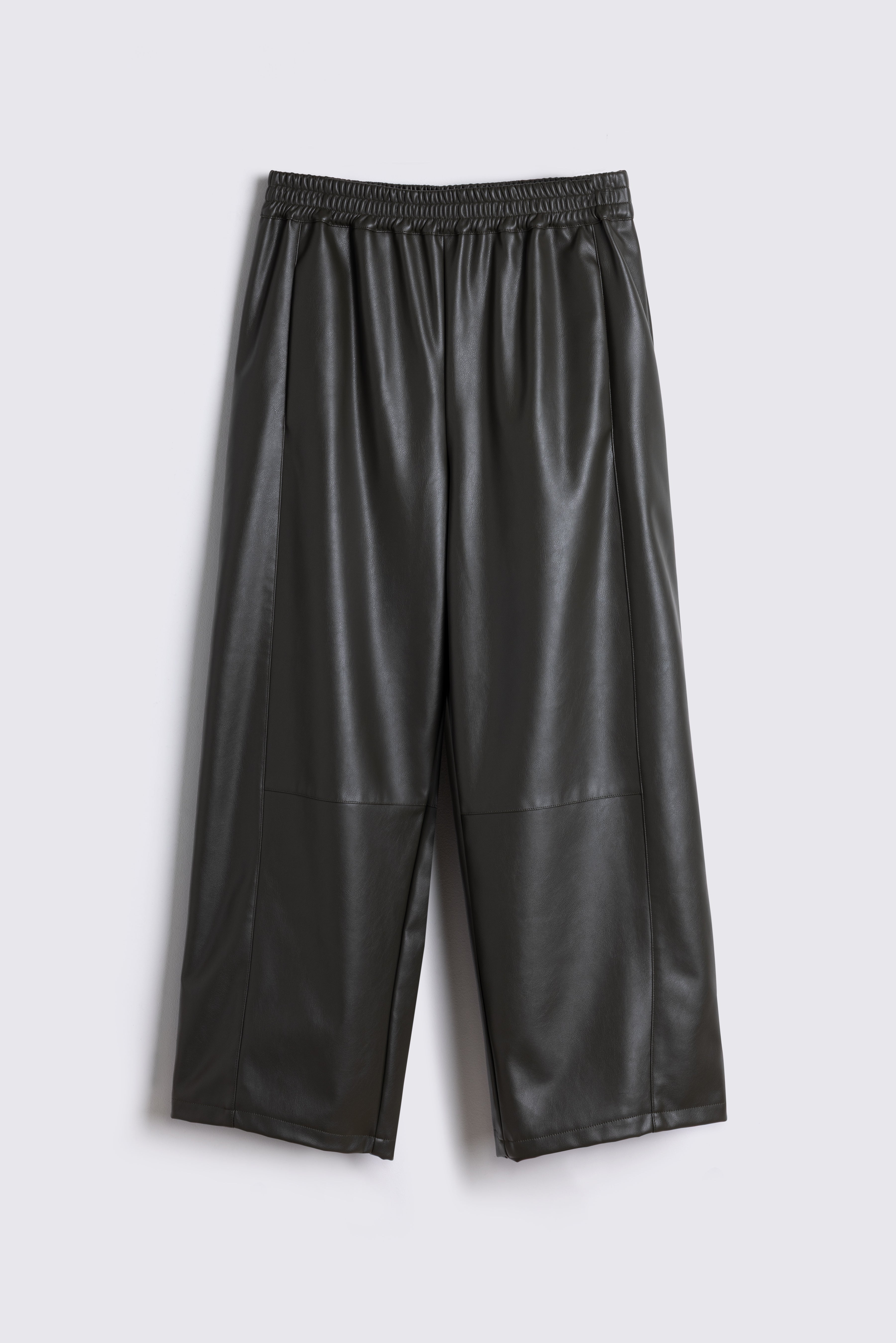 Billie Barrel Leg Faux Leather Trousers - Olive