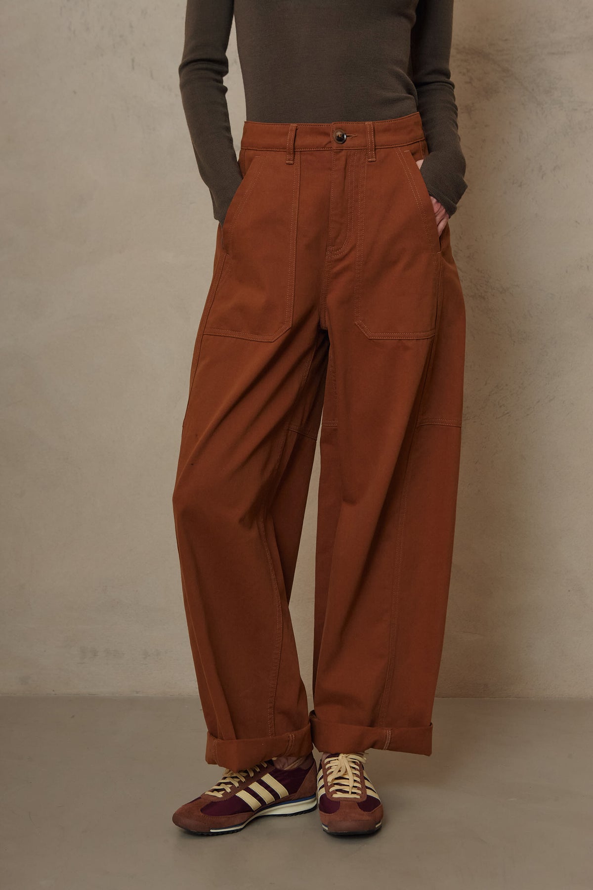 Billie Barrel Leg Trousers - Camel