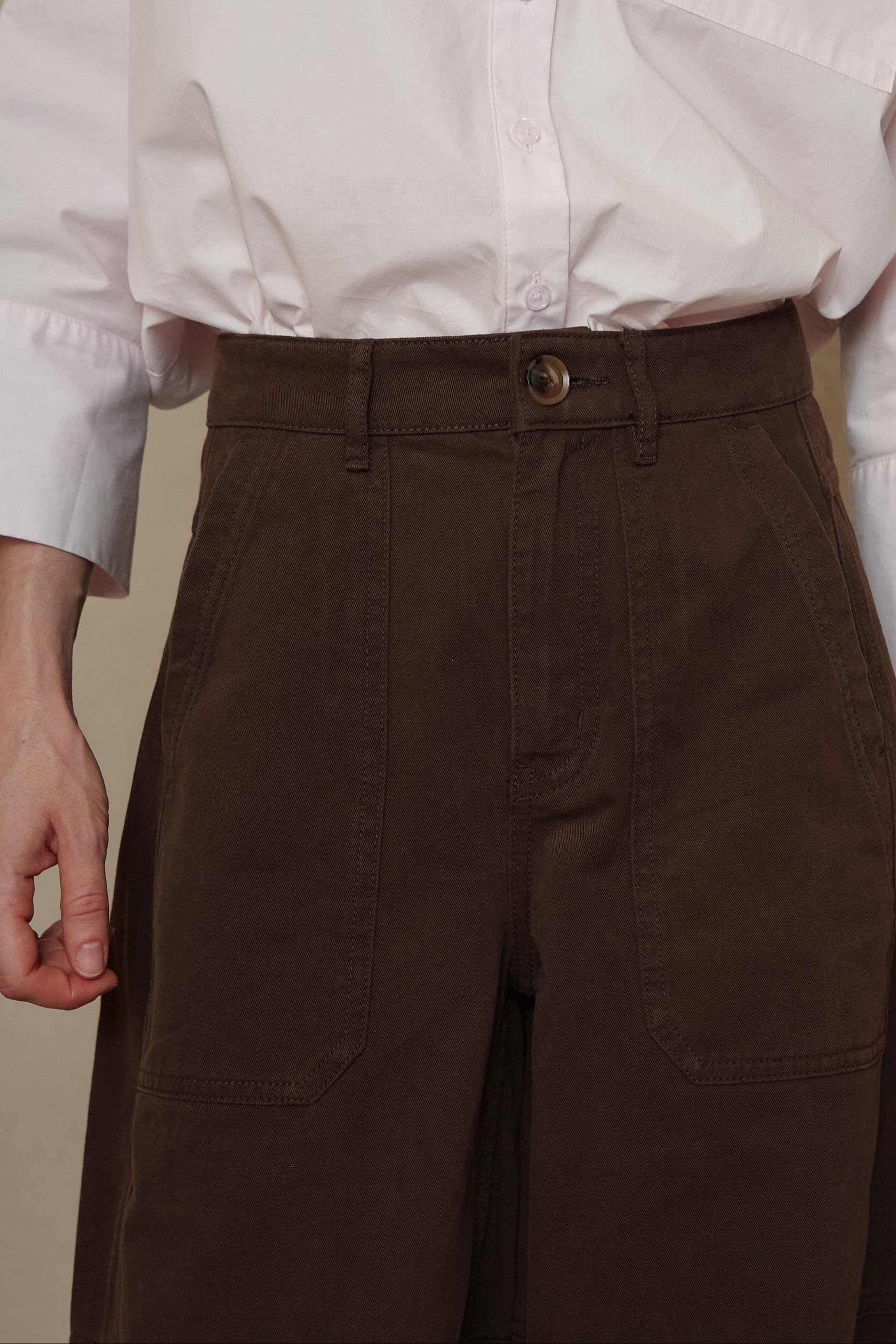 Billie Barrel Leg Trousers - Chocolate