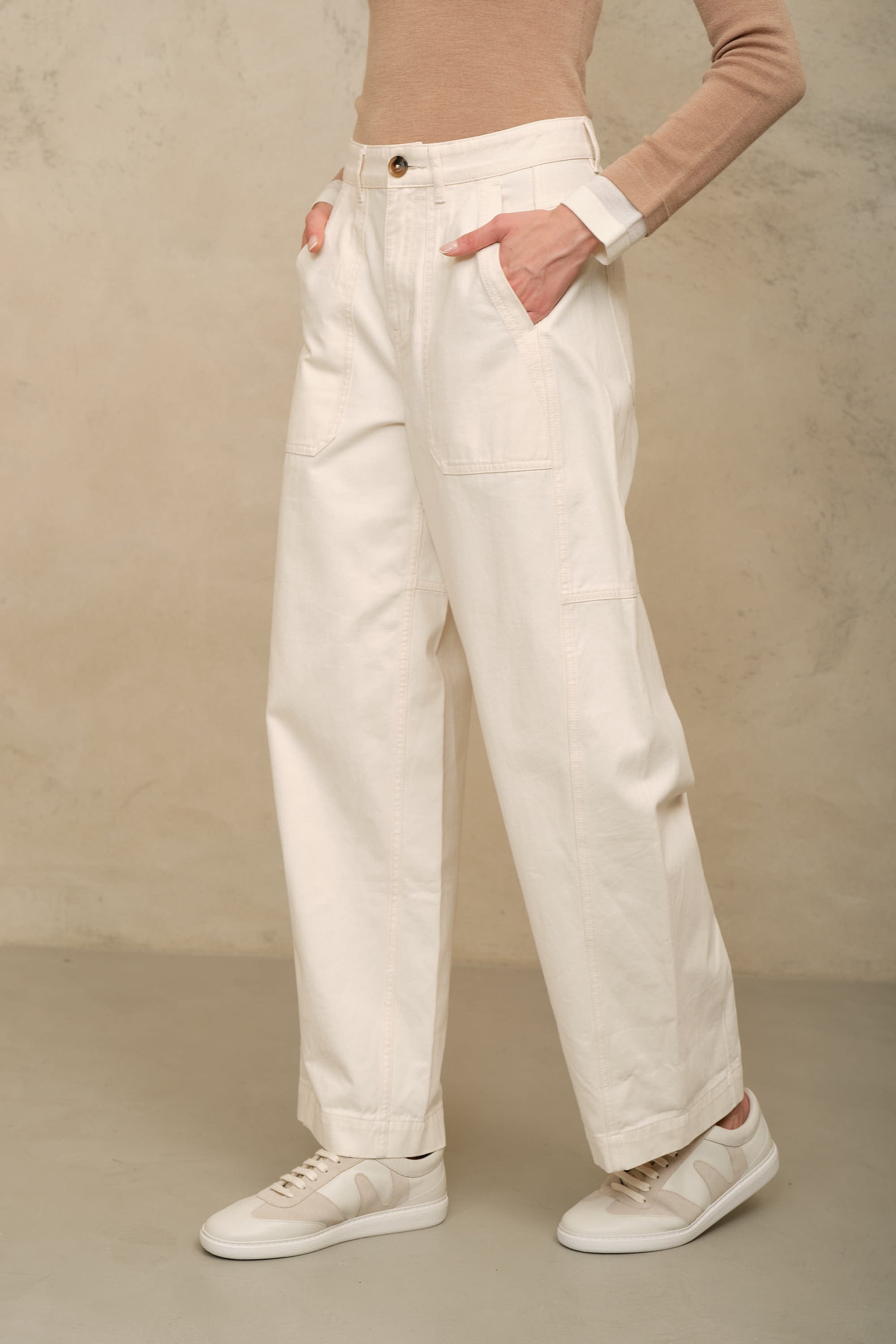Billie Barrel Leg Trousers - Ecru