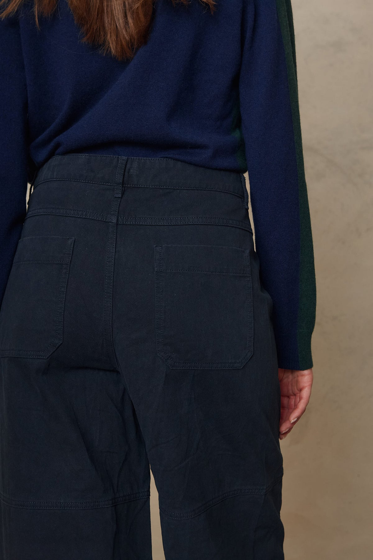 Billie Barrel Leg Trousers - Navy