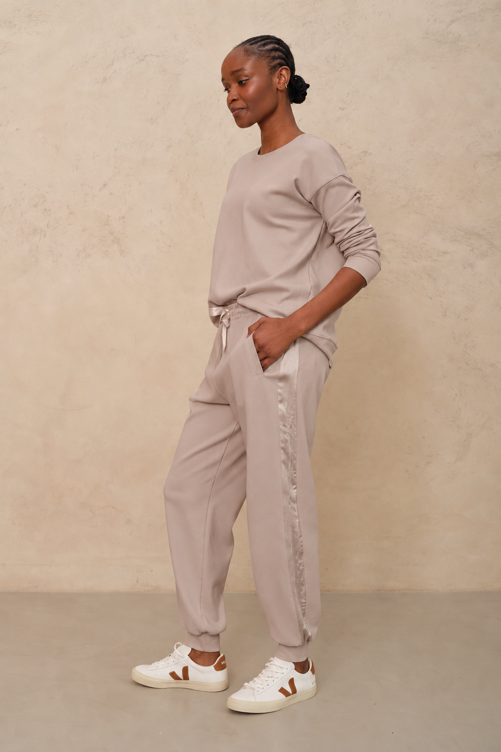 Perfect Side Stripe Joggers - Biscuit