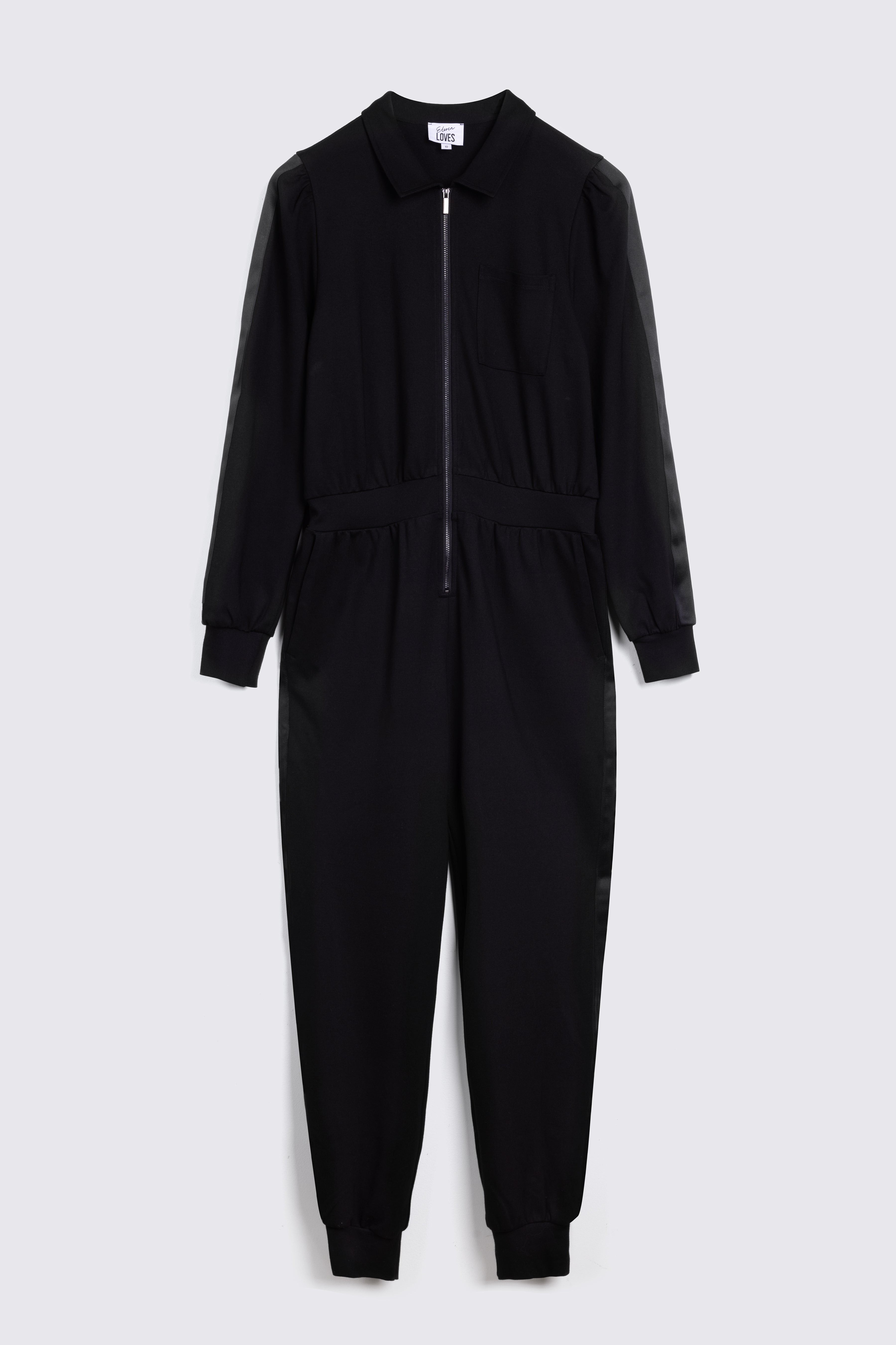 Black Jersey Jumpsuit Eleven Loves on white background