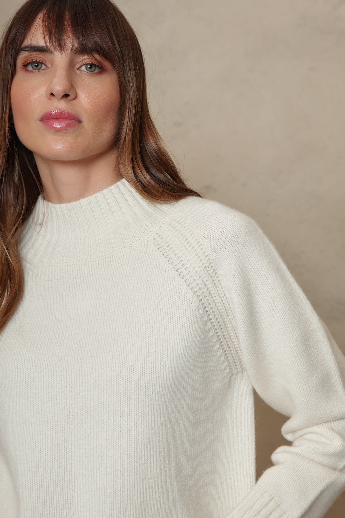 Blythe funnel neck cropped jumper in chalk