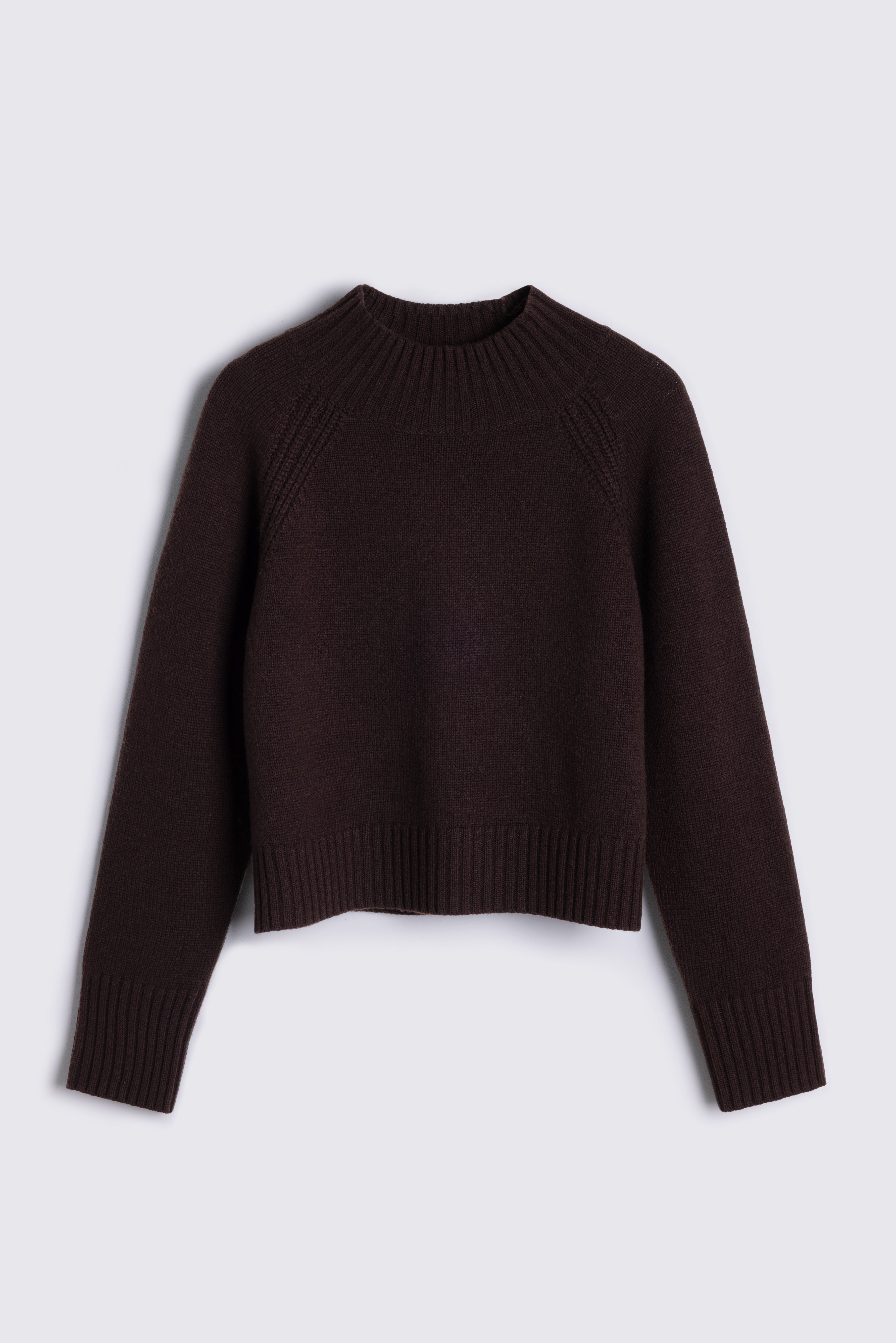 Blythe Funnel Neck Cropped Jumper - Chocolate