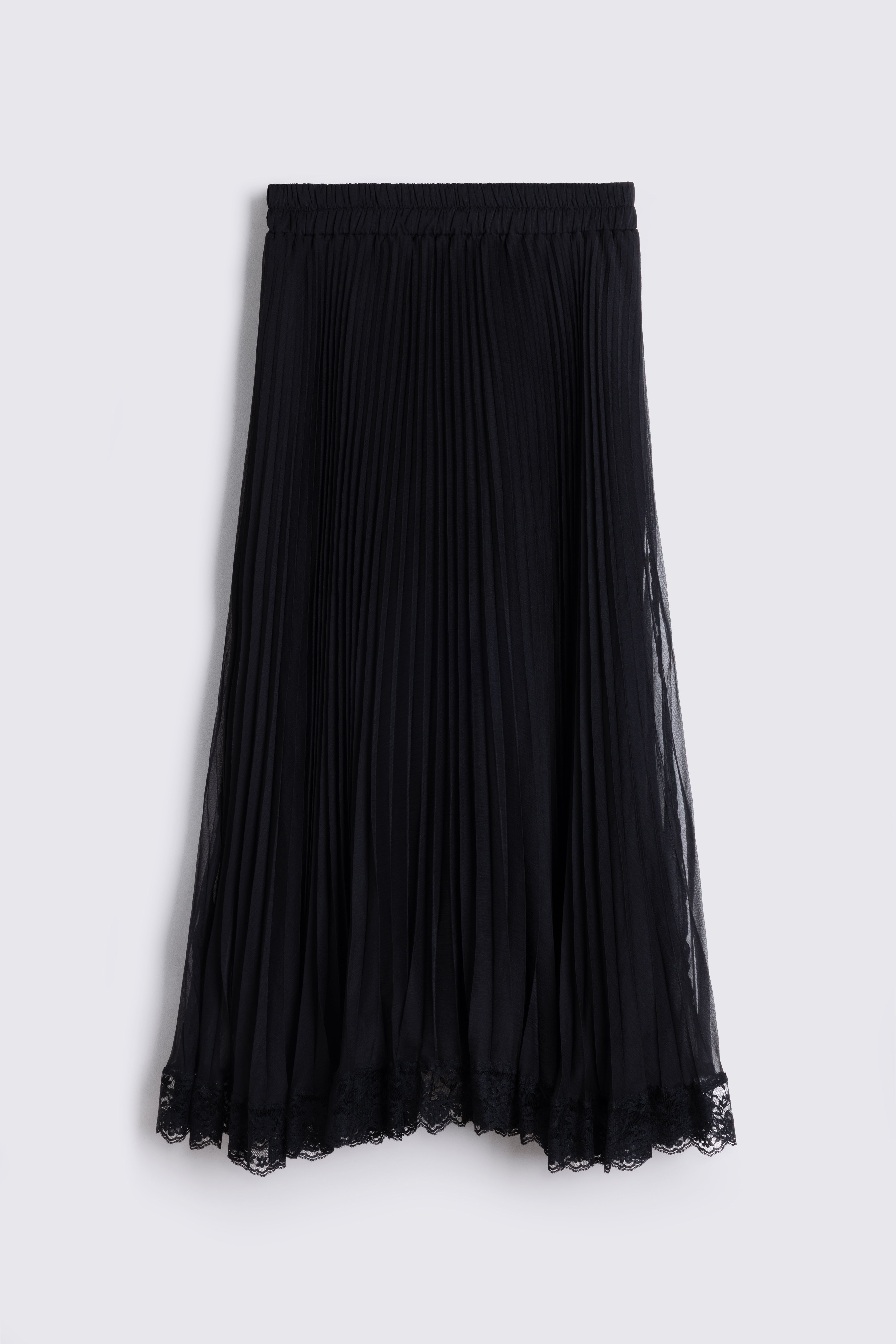 Bonnie Pleated Lace Skirt - Black