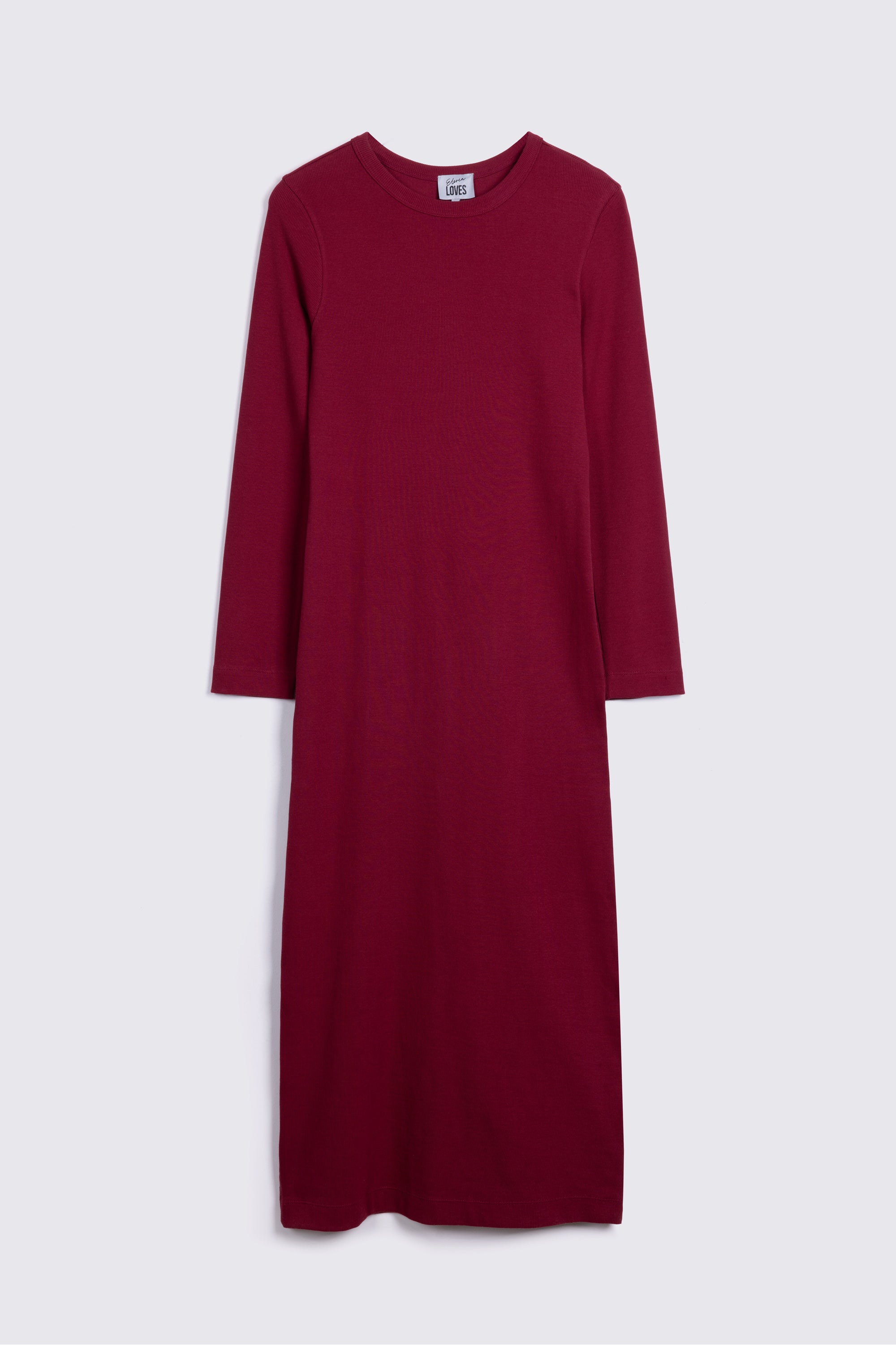 LIZZY RIB JERSEY DRESS WOMENS MAXI RIB BODYCON DRESS BURGUNDY DRESS ELEVEN LOVES 11LOVES ELLEN LOVES