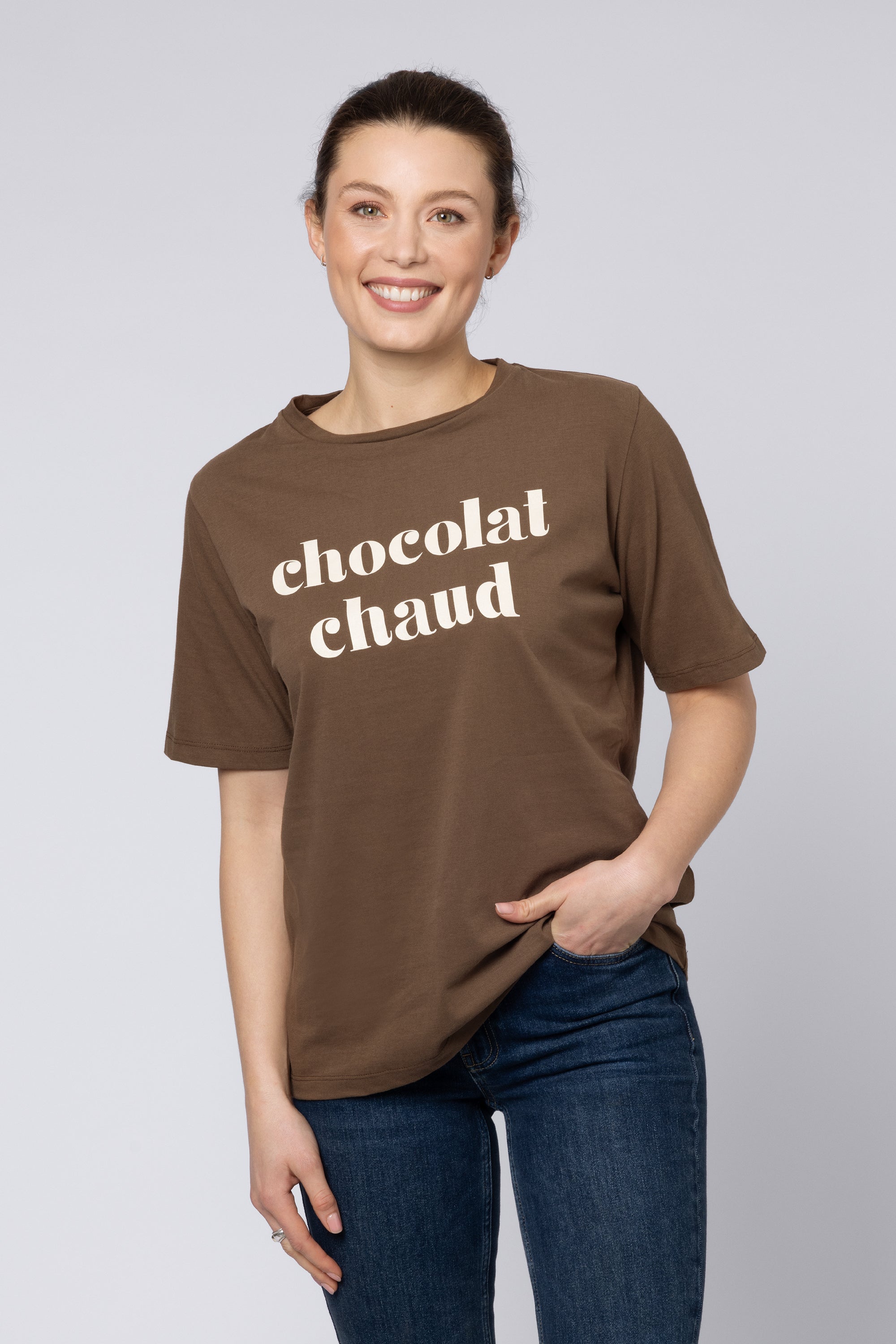 CHOCOLATE CHAUD BOYFRIEND T-SHIRT WOMENS T-SHIRT BROWN T-SHIRT ELEVEN LOVES ELLEN LOVES 11LOVES