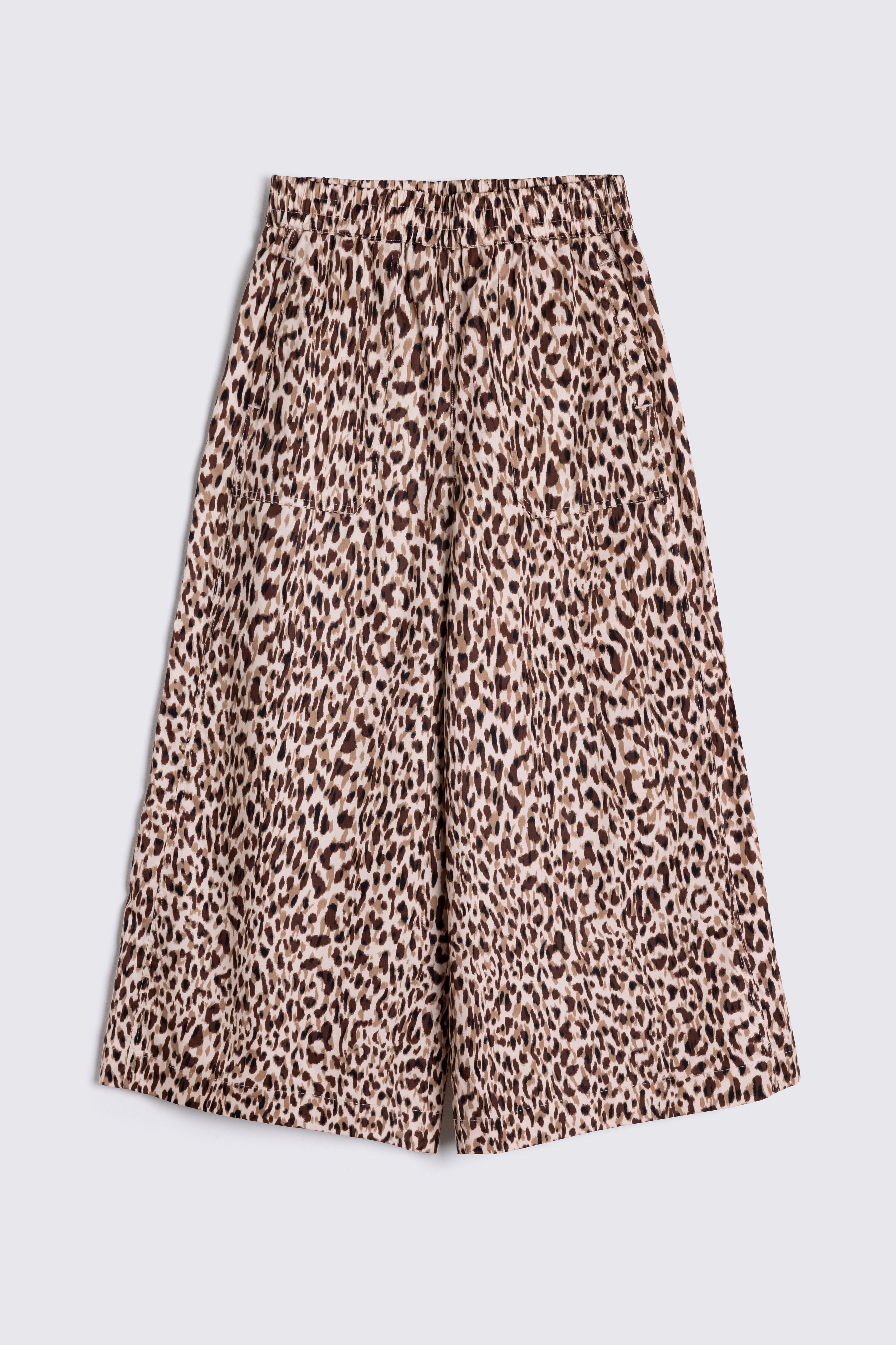 Cassie cotton wide leg cropped trousers Leopard on white background