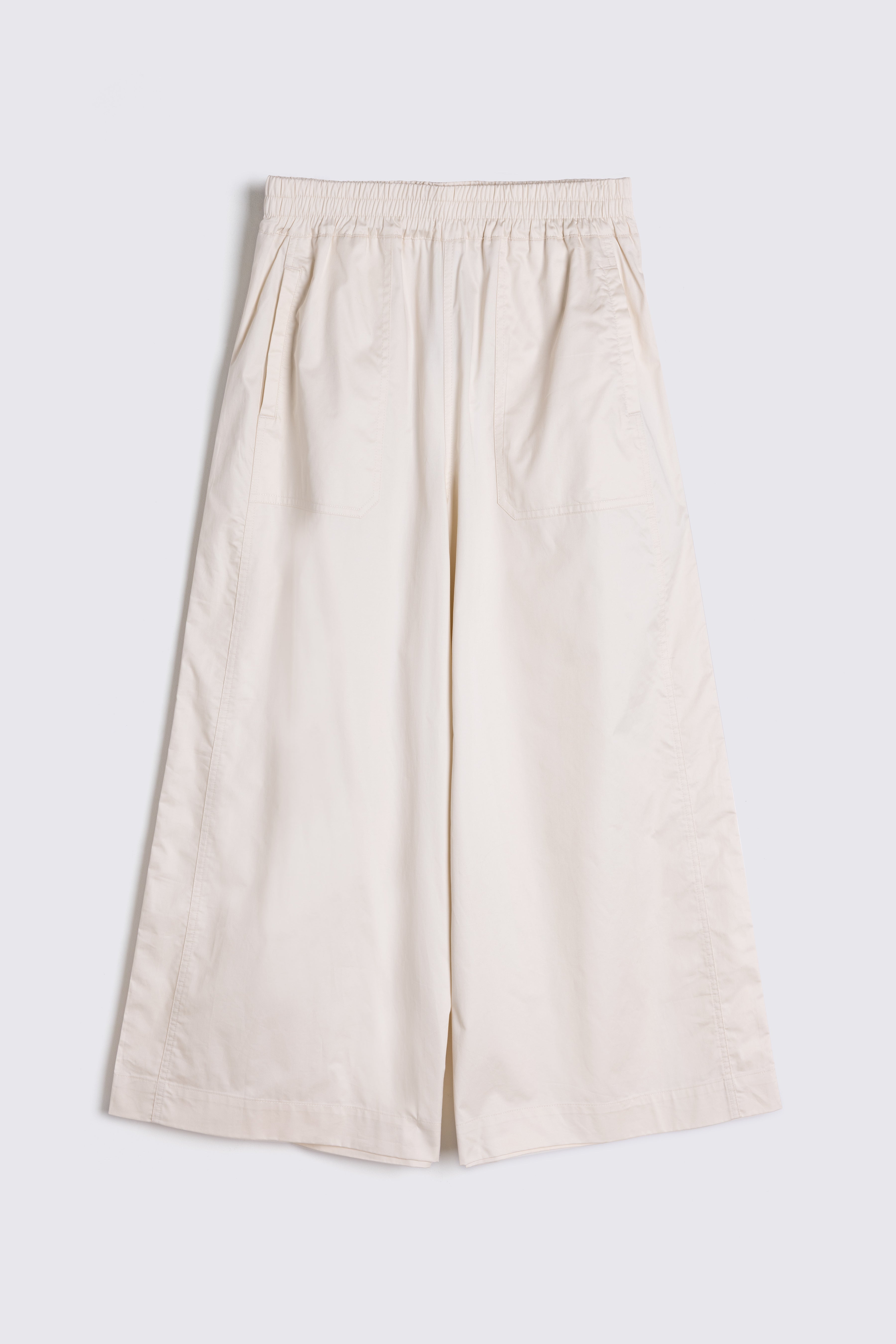 Cassie cream Wide Leg Cropped Trousers cotton on white background