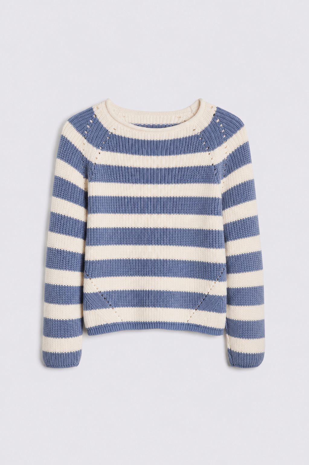 Polly Pointelle Jumper - Blue/White Stripe