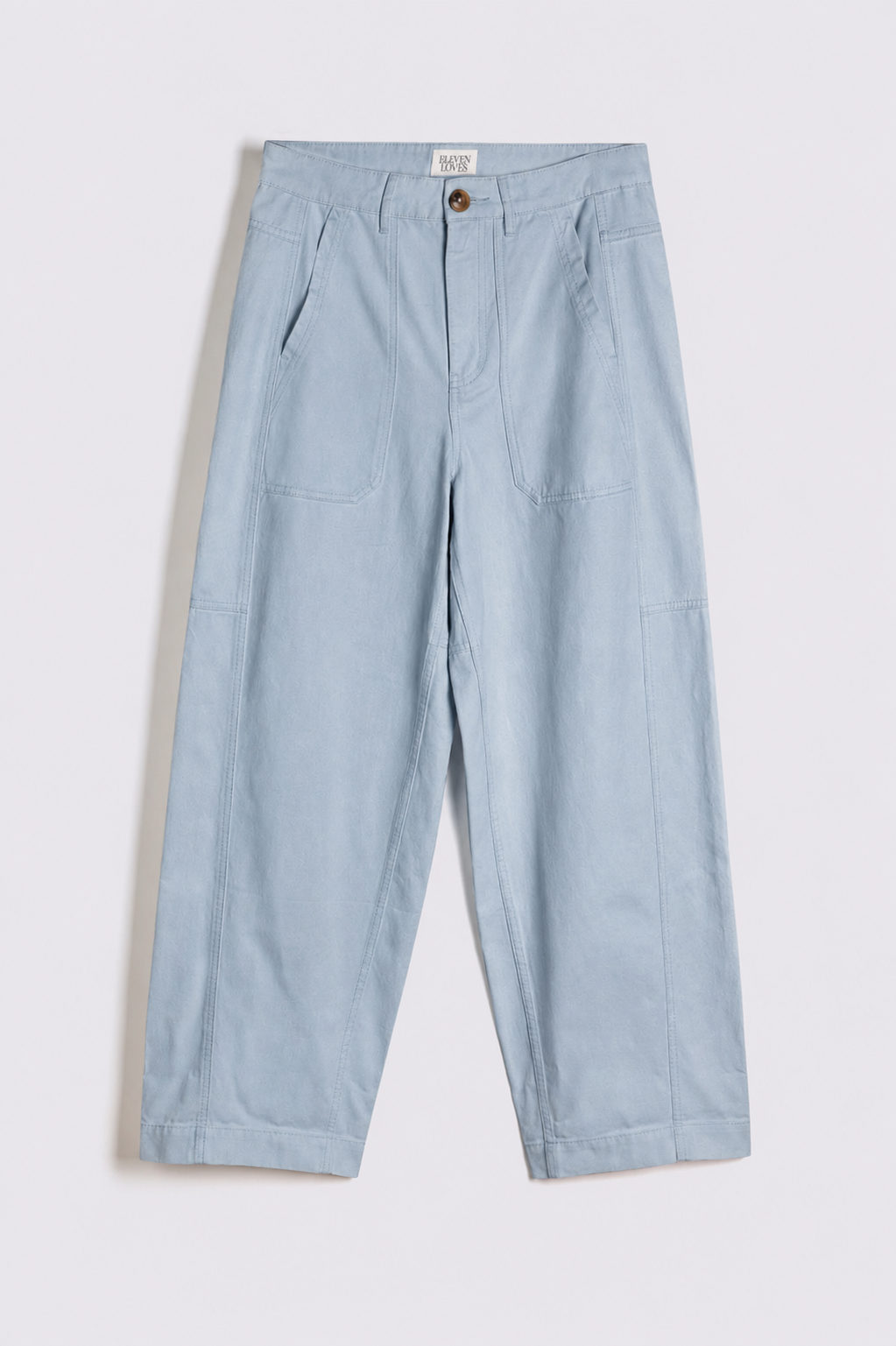 Billie Barrel Leg Trousers - Pale Blue