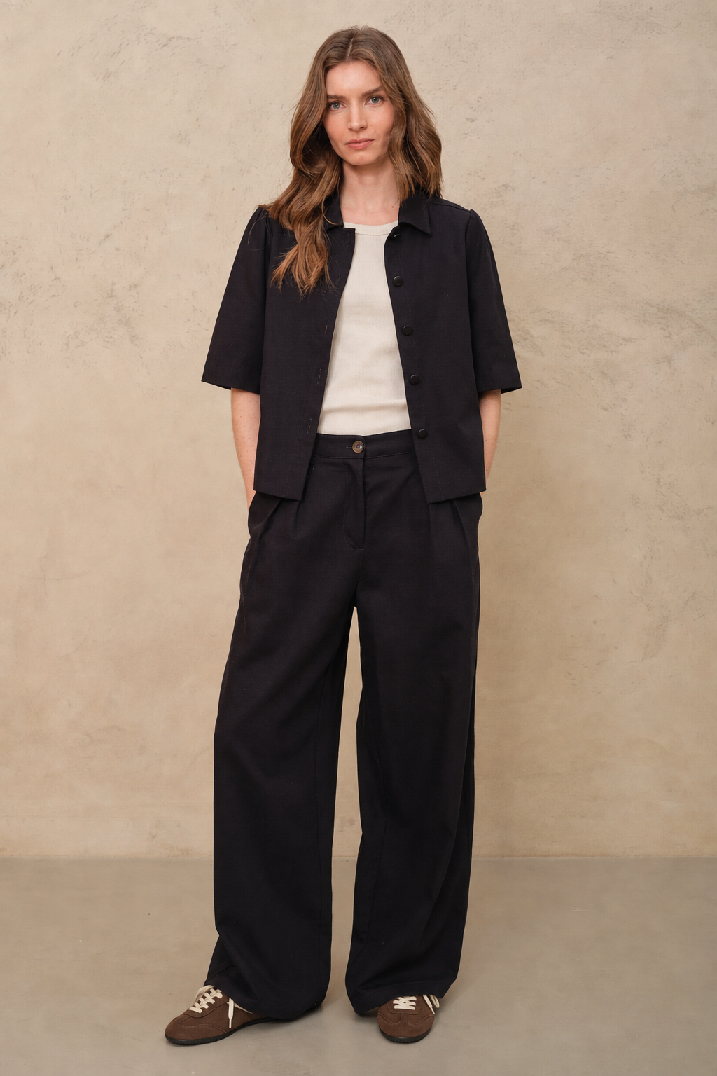 Aida Wide Leg Trousers - Navy