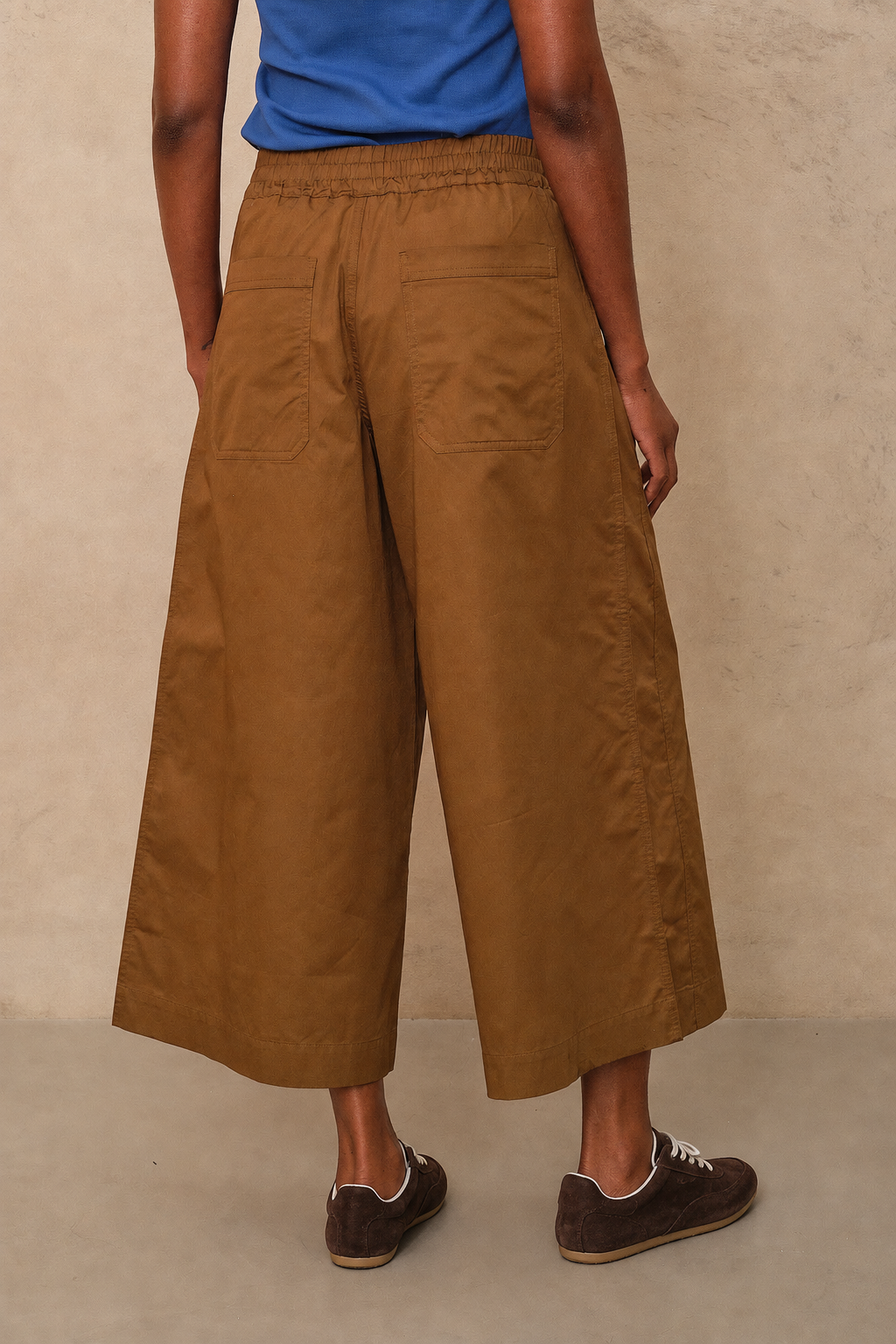 Cassie Wide Leg Cropped Trousers - Moss